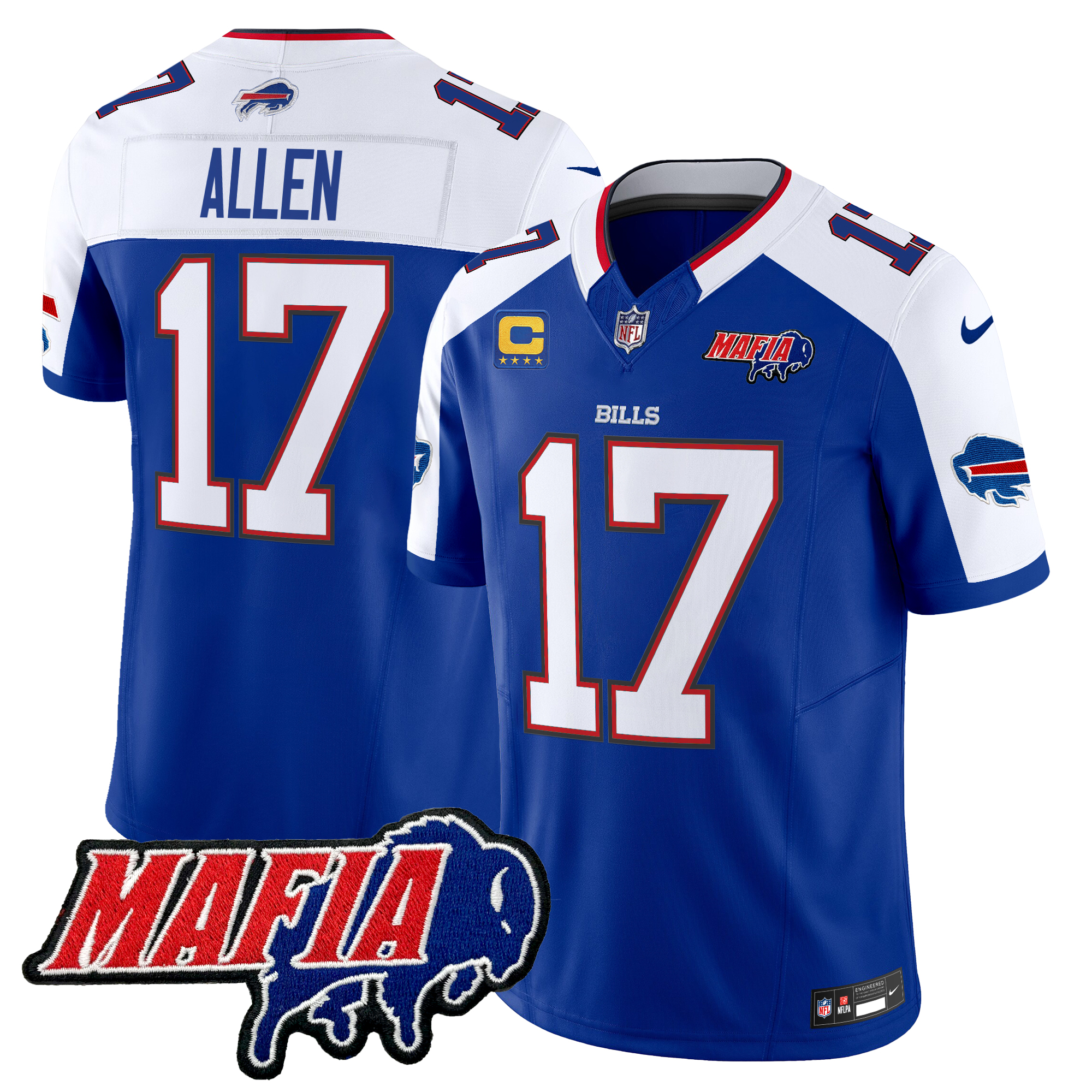 Josh Allen Men's Buffalo Bills 2024 Buffalo Bills Mafia Patch Vapor Limited Royal Alternate Jersey - All Stitched