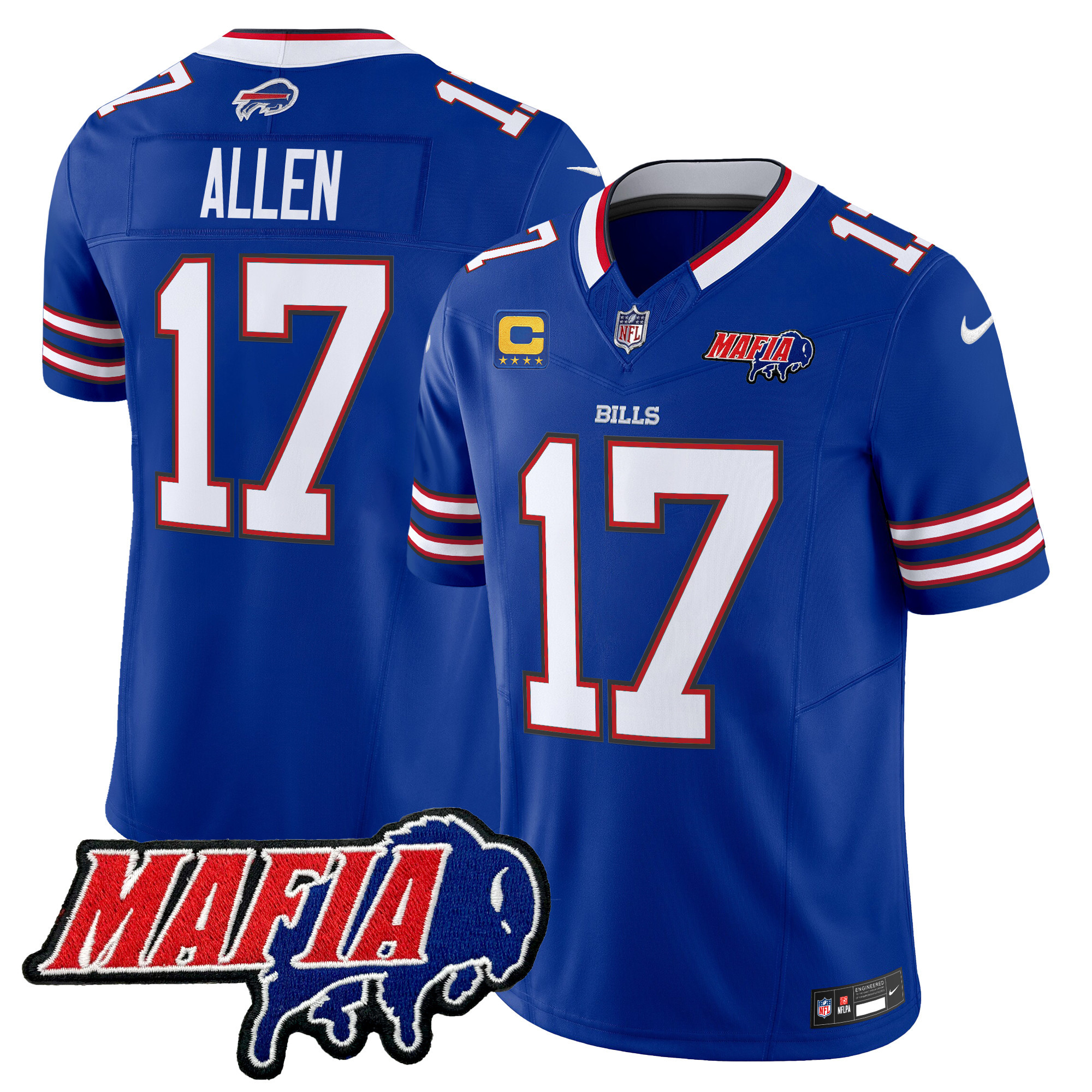 Josh Allen Men's Buffalo Bills 2024 Buffalo Bills Mafia Patch Vapor Limited Royal Jersey - All Stitched