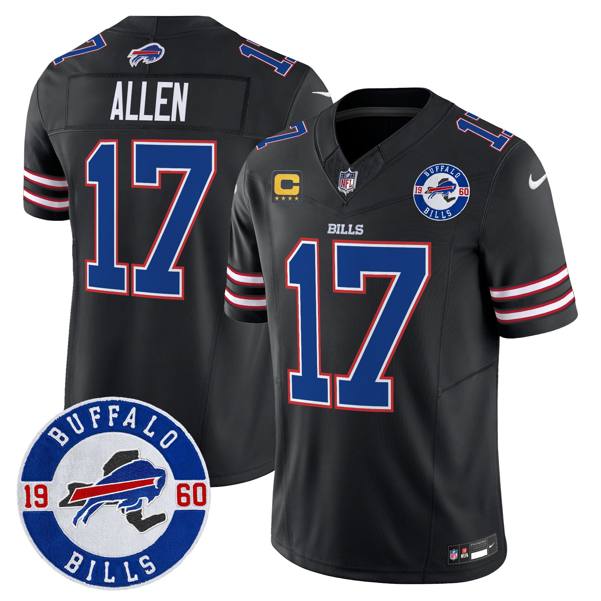 Josh Allen Men's Buffalo Bills 2024 Vapor Limited Black Jersey - All Stitched
