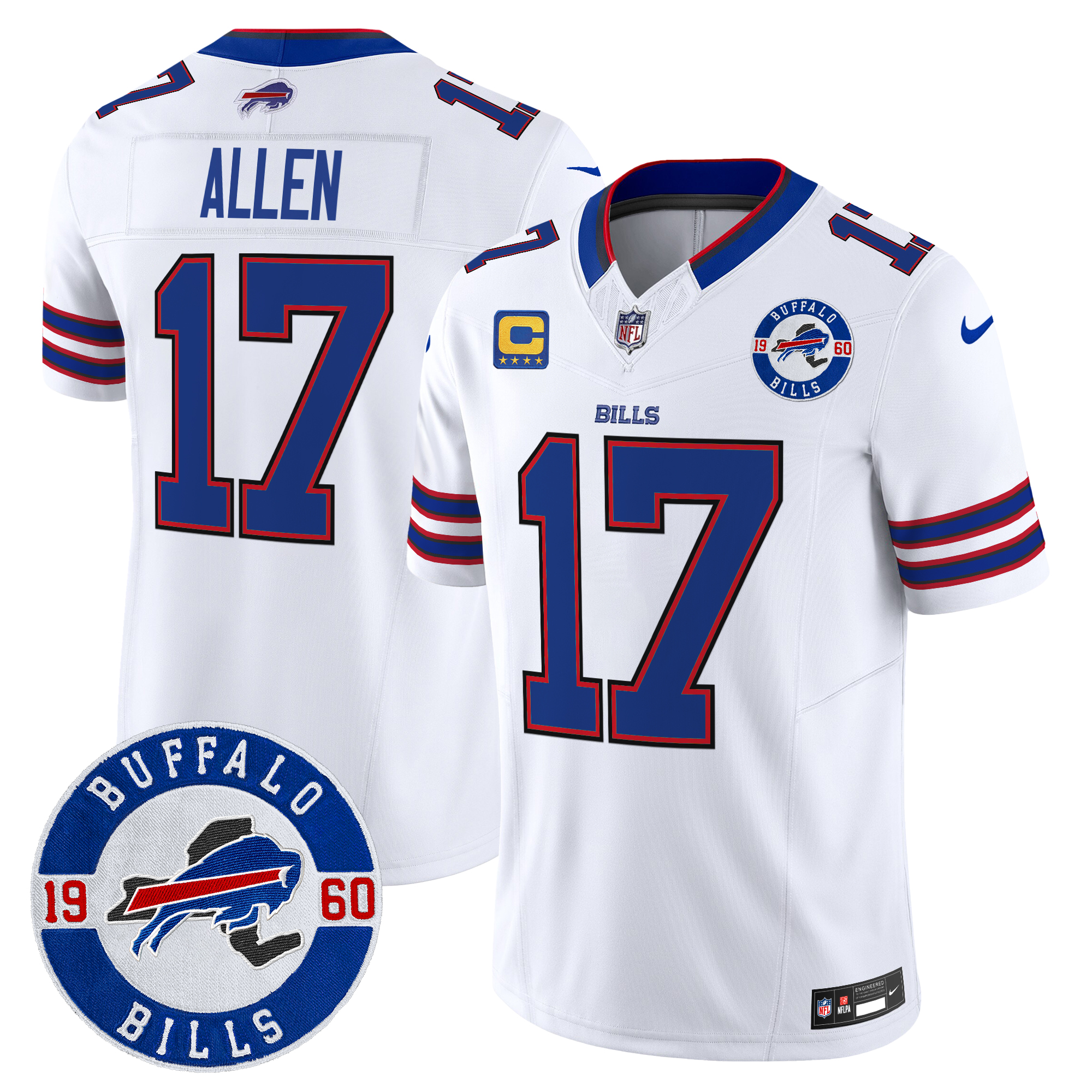 Josh Allen Men's Buffalo Bills 2024 Vapor Limited White Jersey - All Stitched