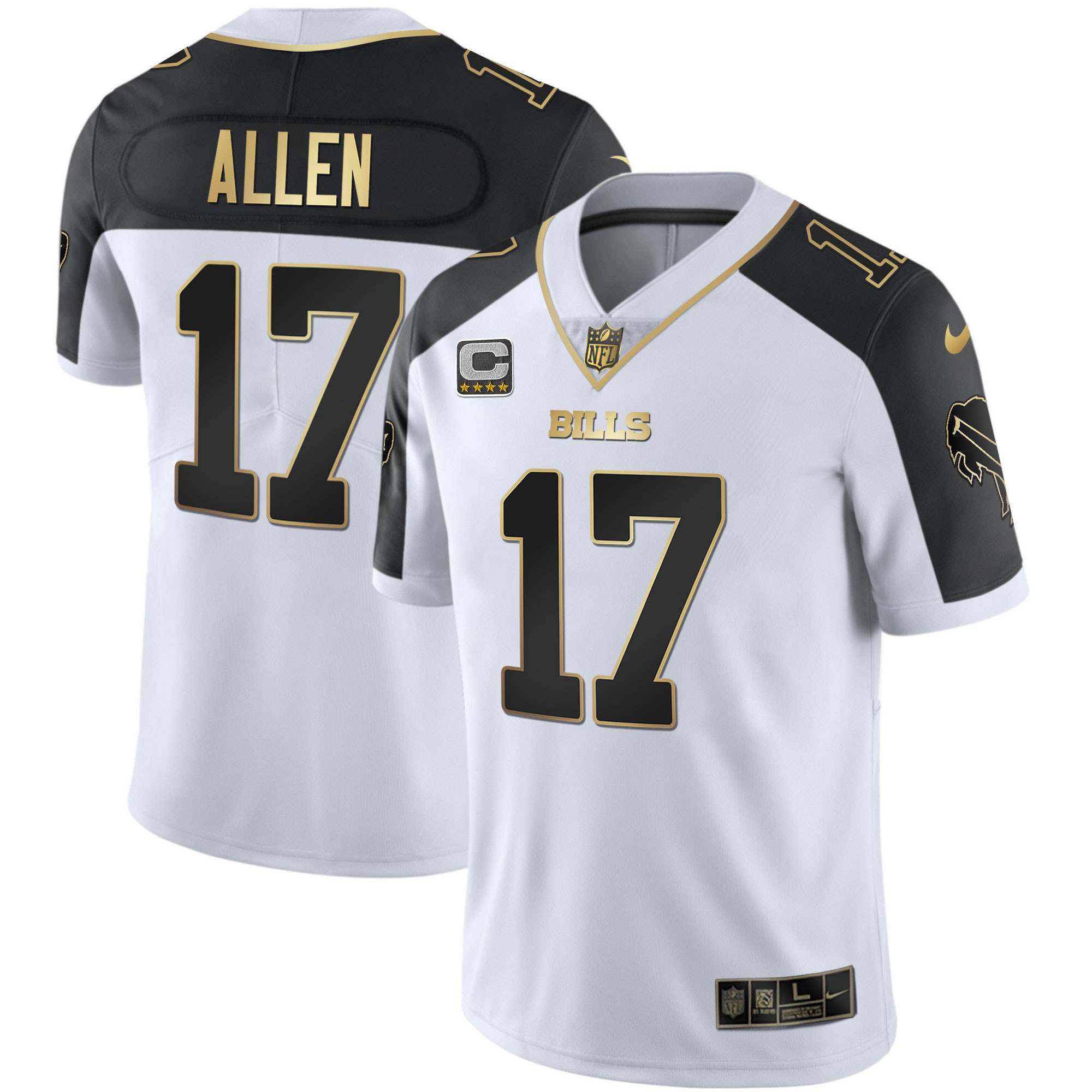 Josh Allen Men's Buffalo Bills Alternate Vapor Black Gold & Black Inverted Limited - All Stitched Black Inverted Jersey - All Stitched