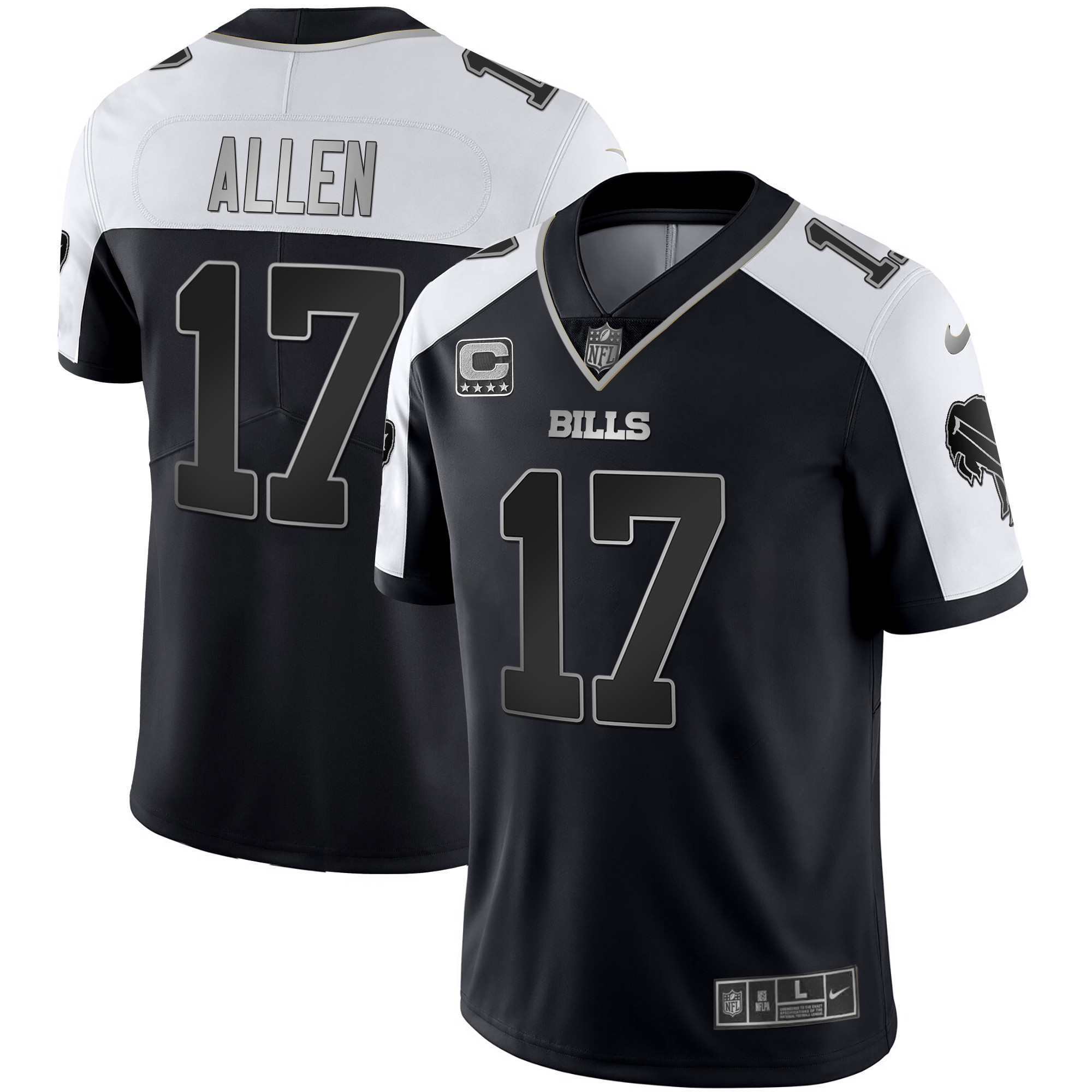 Josh Allen Men's Buffalo Bills Alternate Vapor Black Gold & Black Inverted Limited - All Stitched Black Silver Jersey - All Stitched