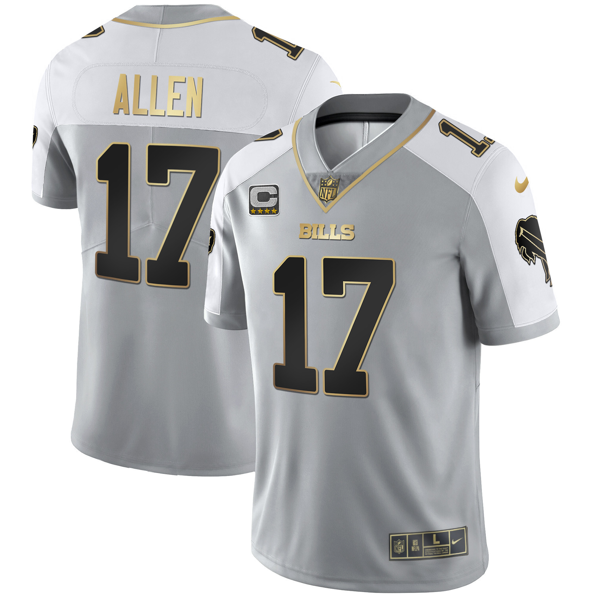Josh Allen Men's Buffalo Bills Alternate Vapor Black Gold & Black Inverted Limited - All Stitched Gray Gold Jersey - All Stitched