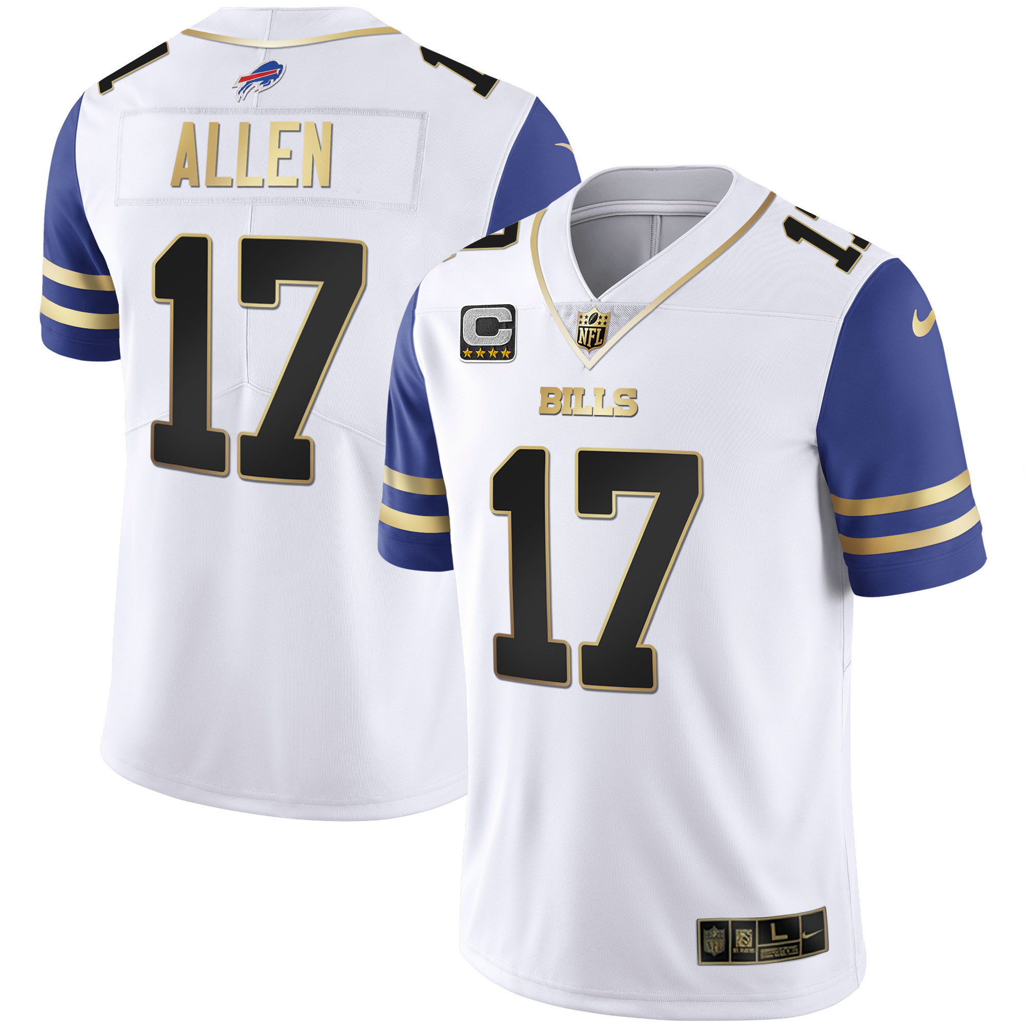 Josh Allen Men's Buffalo Bills Alternate Vapor Black Gold & Black Inverted Limited - All Stitched Royal Sleeves Jersey - All Stitched