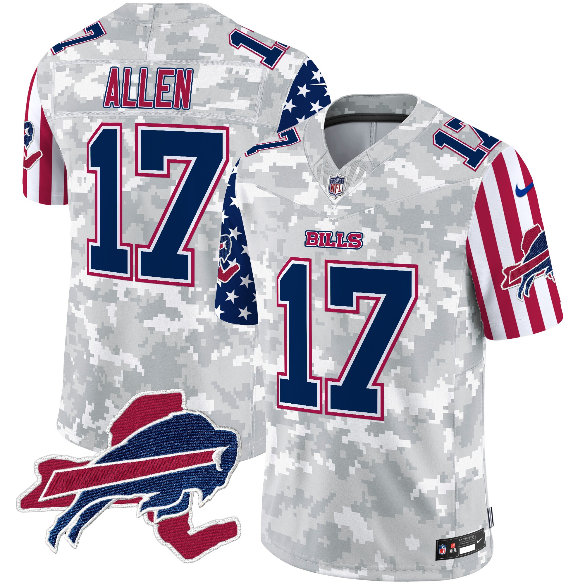 Josh Allen Men's Buffalo Bills American Style Vapor Limited Arctic Camo Jersey - All Stitched