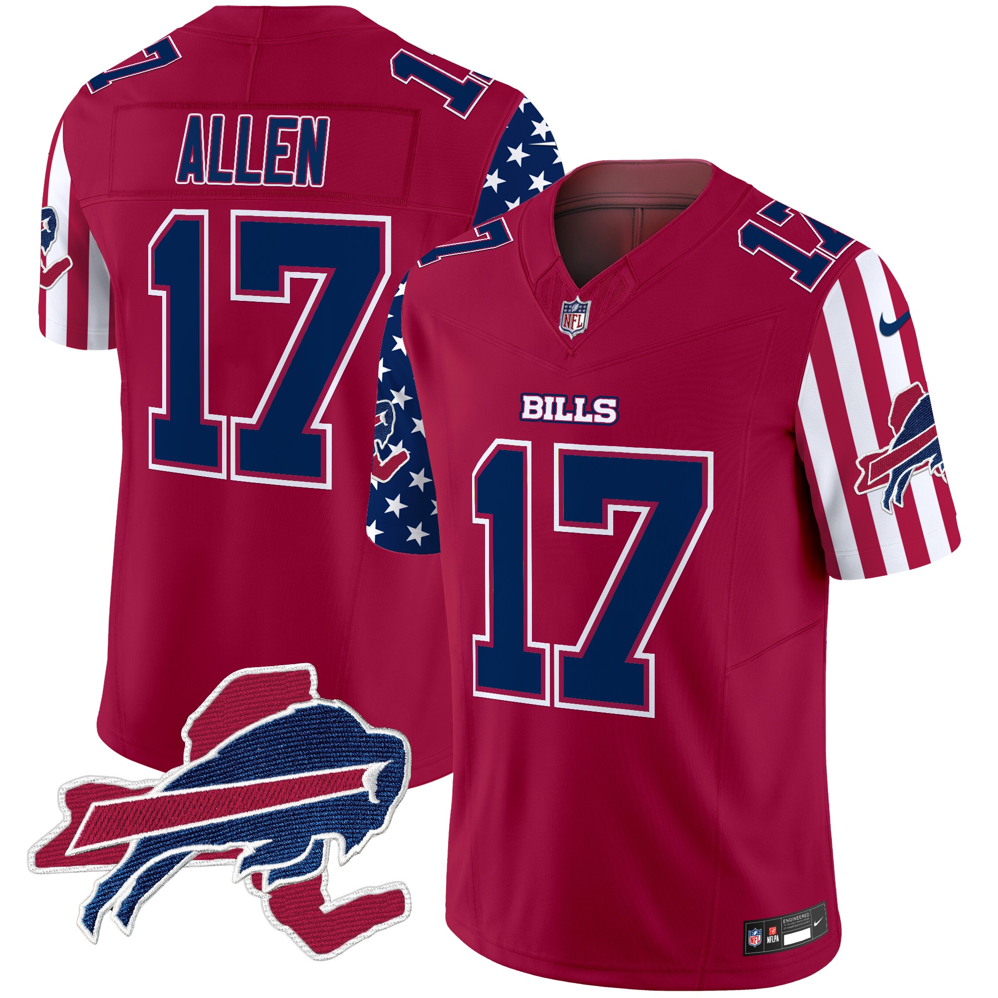 Josh Allen Men's Buffalo Bills American Style Vapor Limited Red Jersey - All Stitched