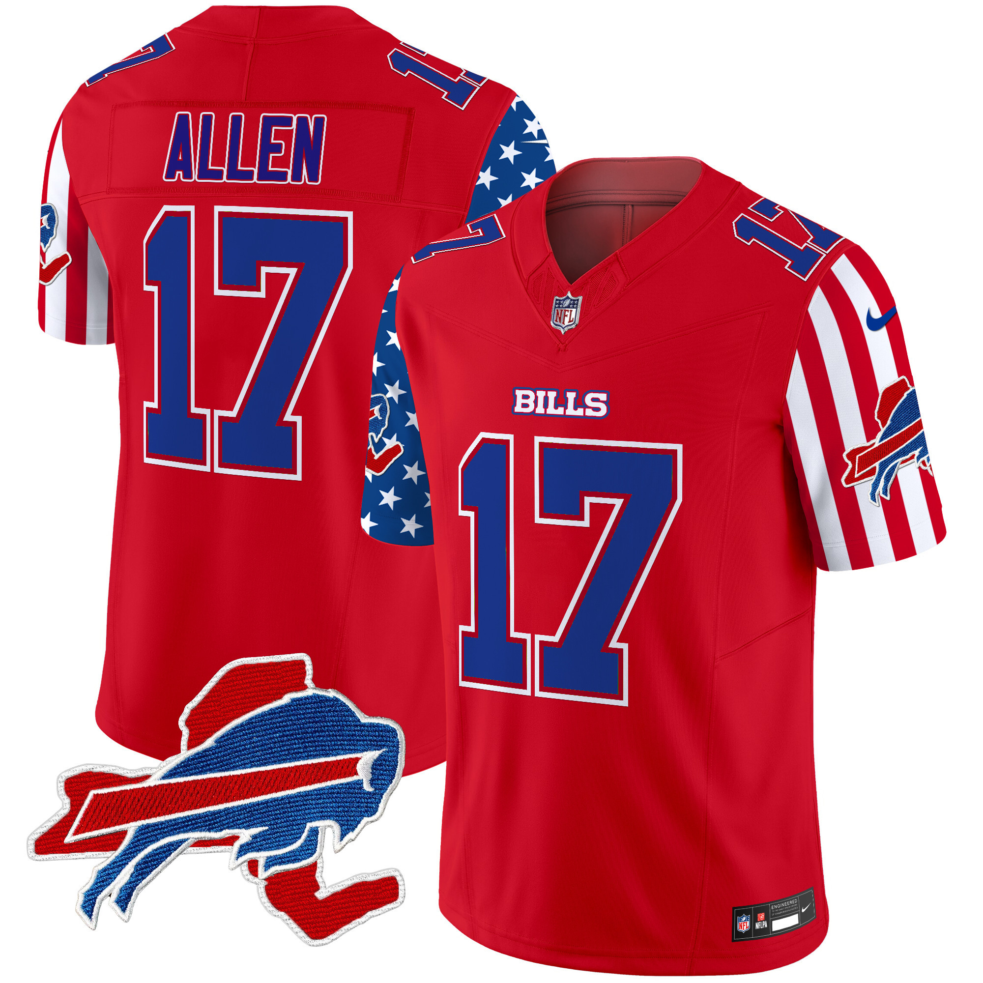Josh Allen Men's Buffalo Bills American Style Vapor Limited Red Jersey - All Stitched