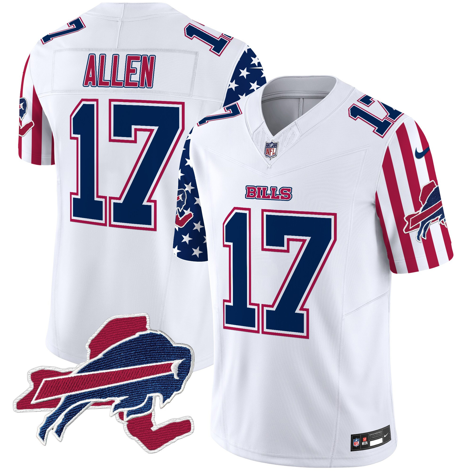 Josh Allen Men's Buffalo Bills American Style Vapor Limited White Jersey - All Stitched