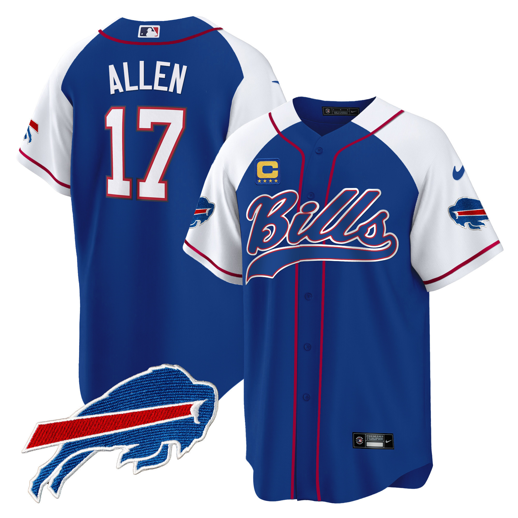 Josh Allen Men's Buffalo Bills Baseball Royal Alternate Jersey - All Stitched