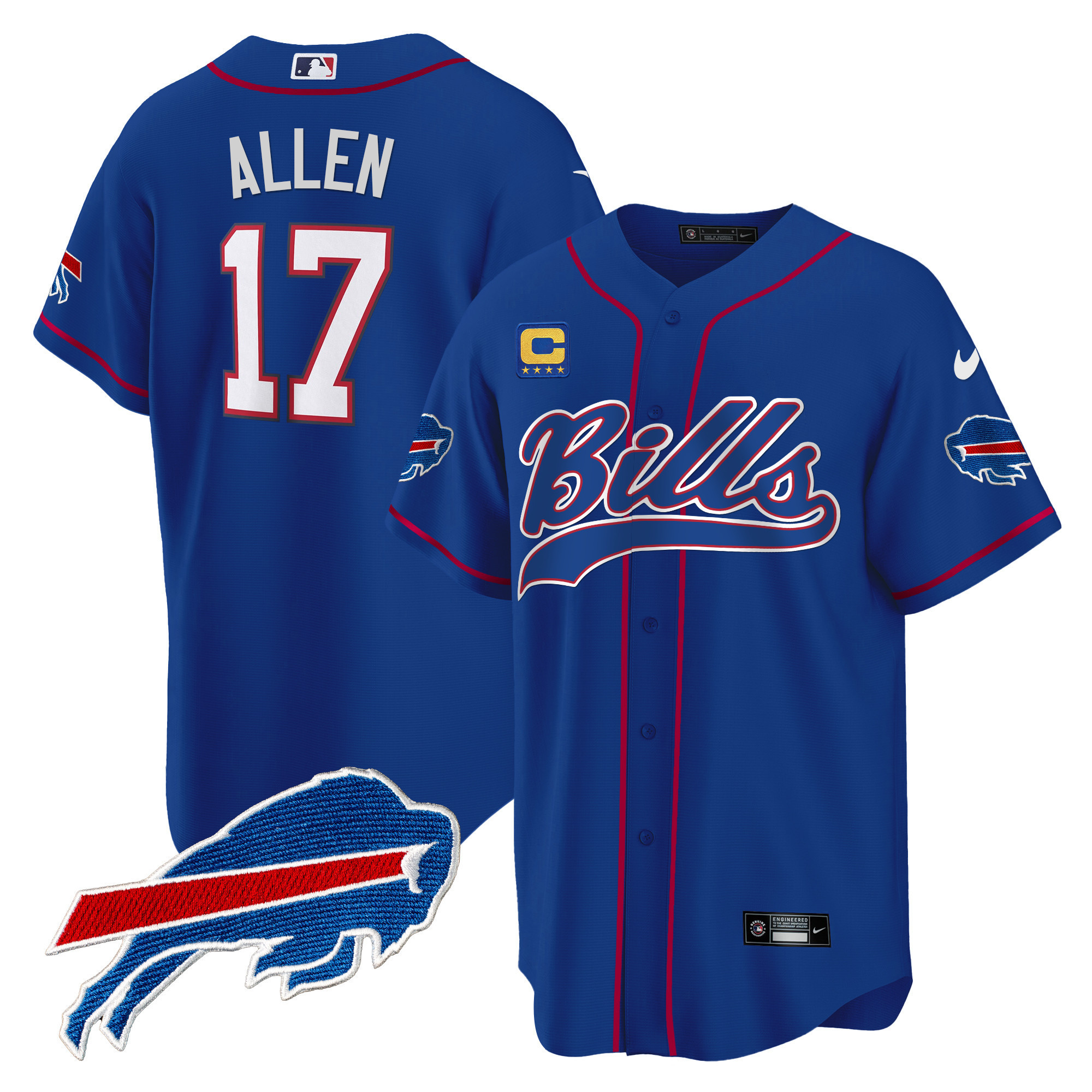 Josh Allen Men's Buffalo Bills Baseball Royal Jersey - All Stitched