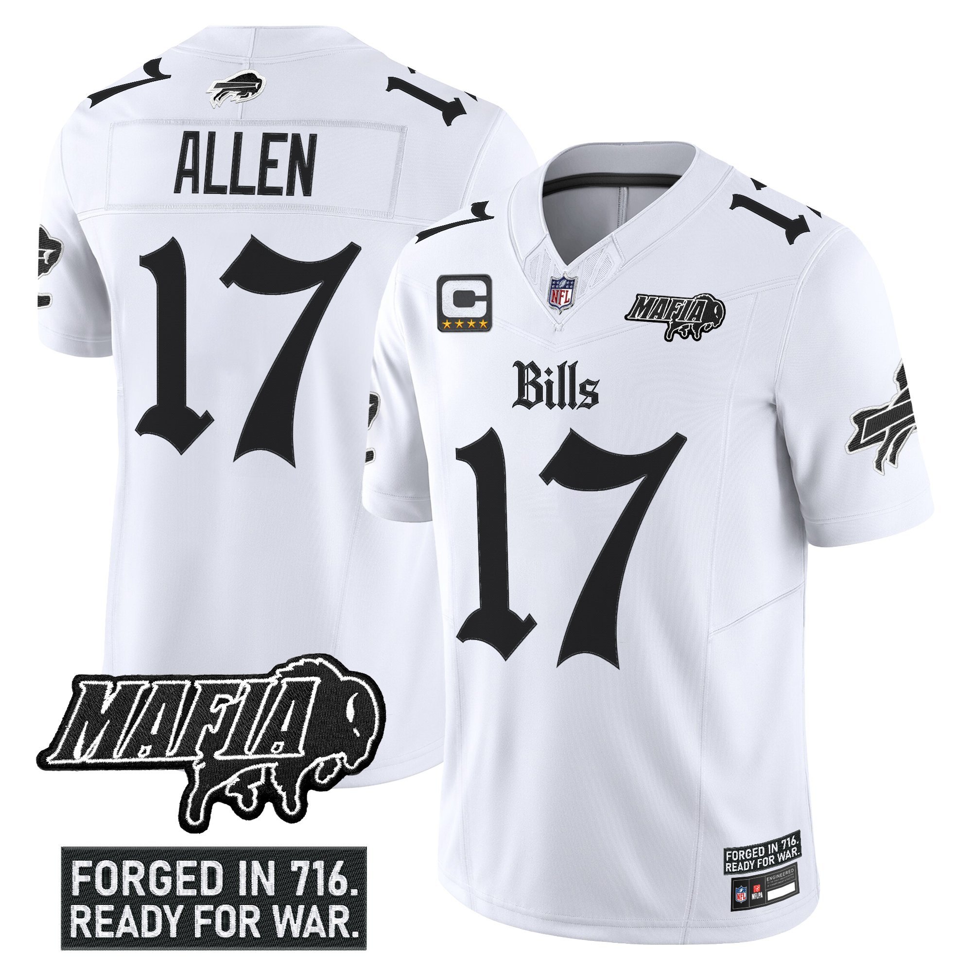 Josh Allen Men's Buffalo Bills 'Gothic Cold Front Edition' Vapor Limited White Jersey - All Stitched