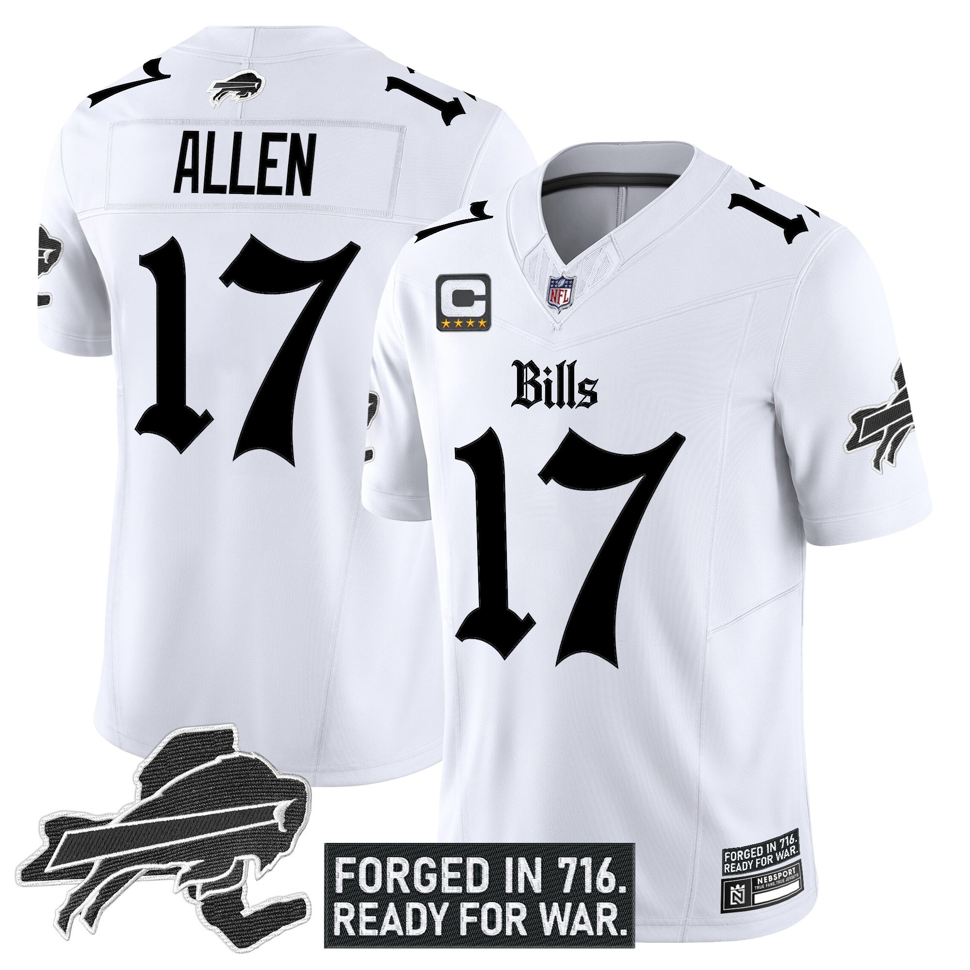 Josh Allen Men's Buffalo Bills 'Gothic Cold Front Edition' Vapor Limited White Jersey - All Stitched