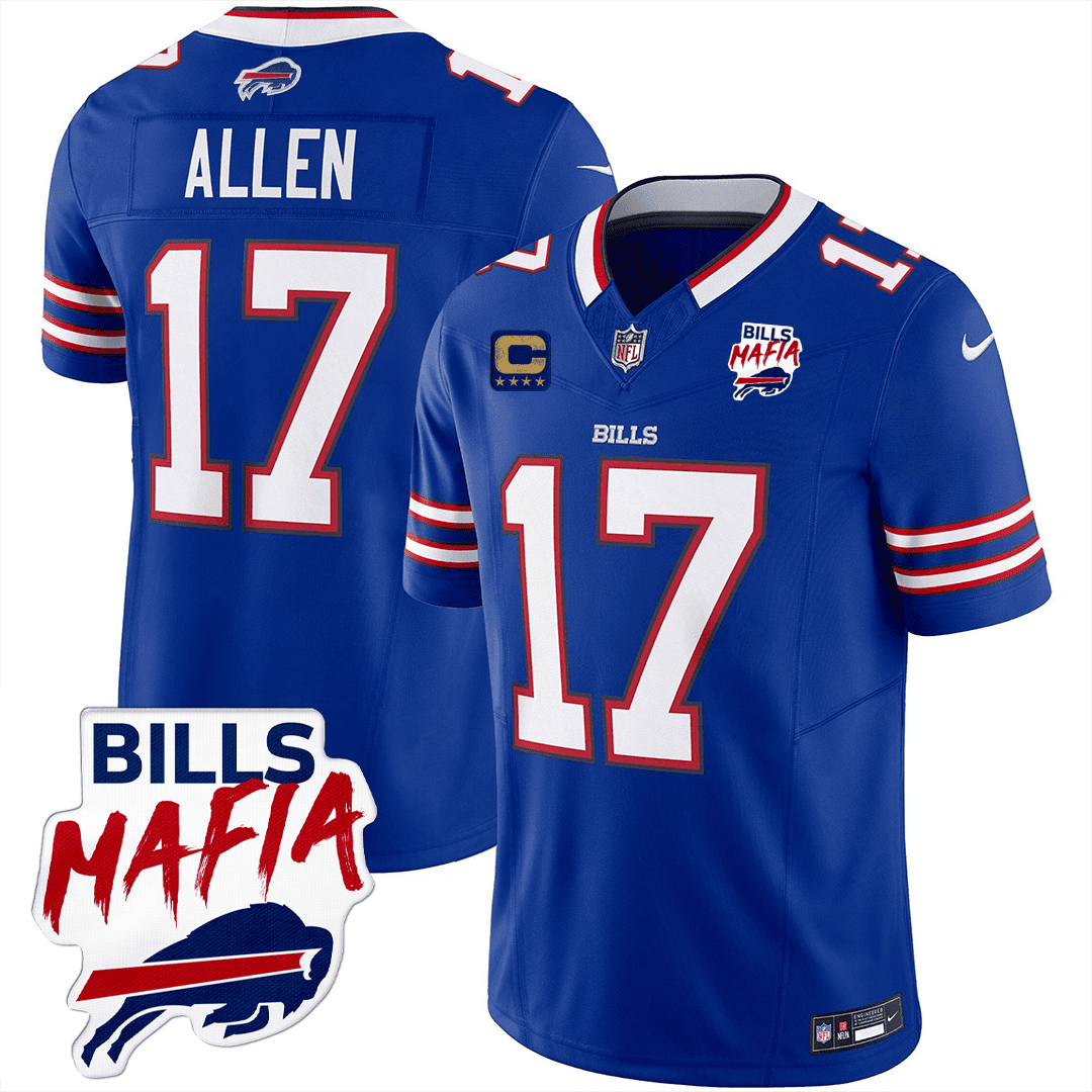 Josh Allen Men's Buffalo Bills Mafia Patch Limited Royal Blue Jersey - All Stitched