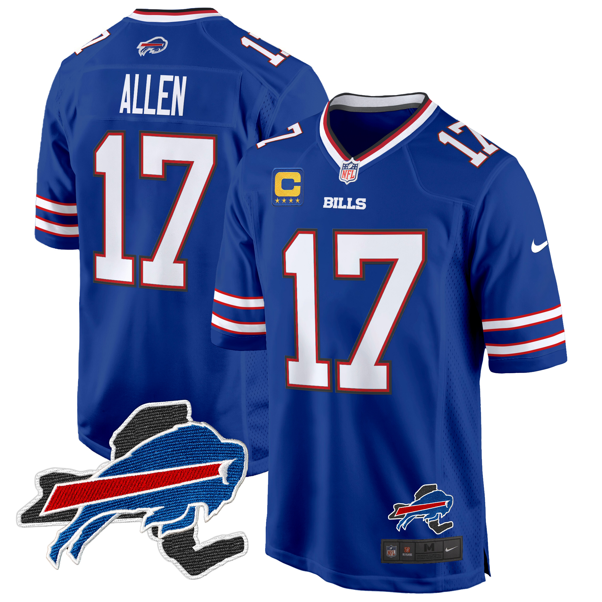 Josh Allen Men's Buffalo Bills New York Patch Game Royal Jersey - All Stitched