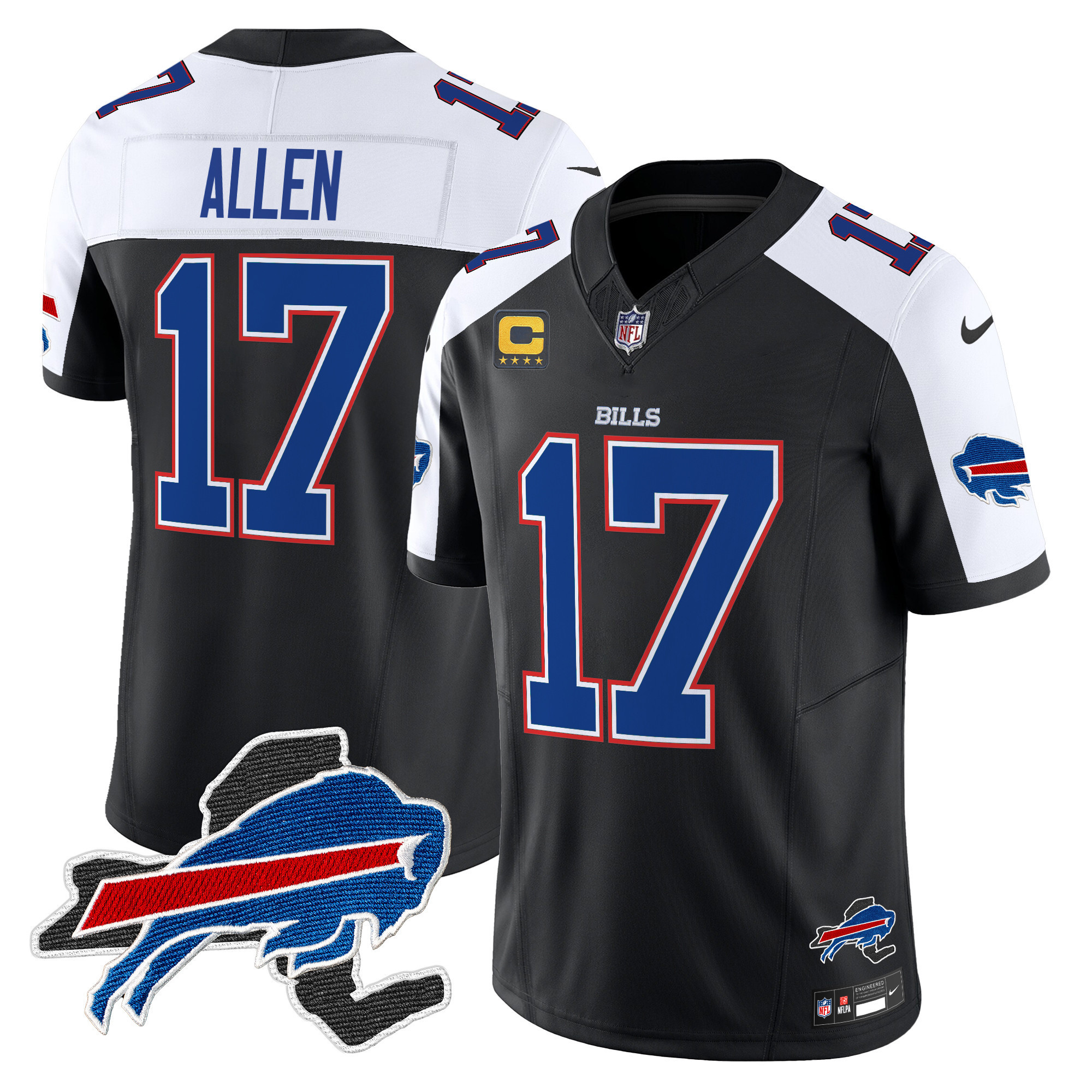 Josh Allen Men's Buffalo Bills New York Patch Vapor Limited Black Alternate Jersey - All Stitched