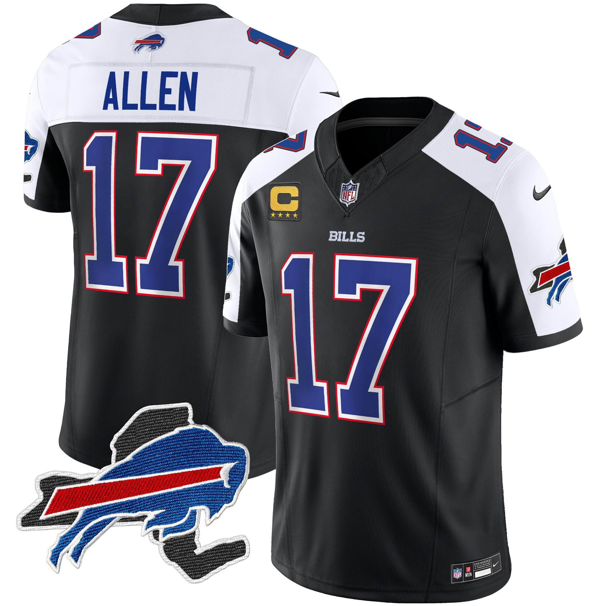 Josh Allen Men's Buffalo Bills New York Patch Vapor Limited Black Alternate Jersey - All Stitched