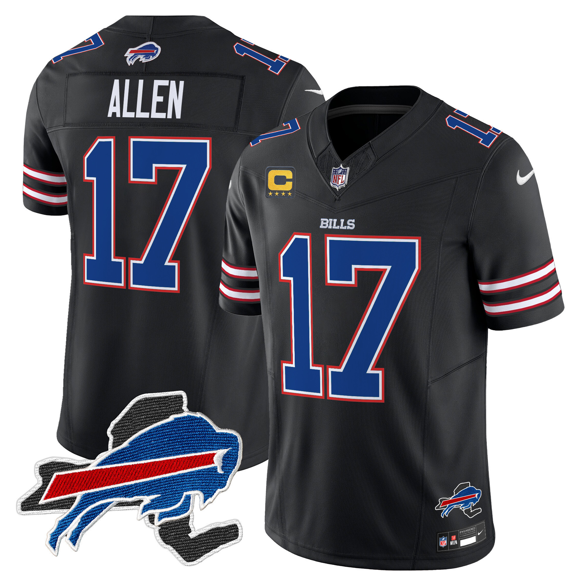 Josh Allen Men's Buffalo Bills New York Patch Vapor Limited Black Jersey - All Stitched