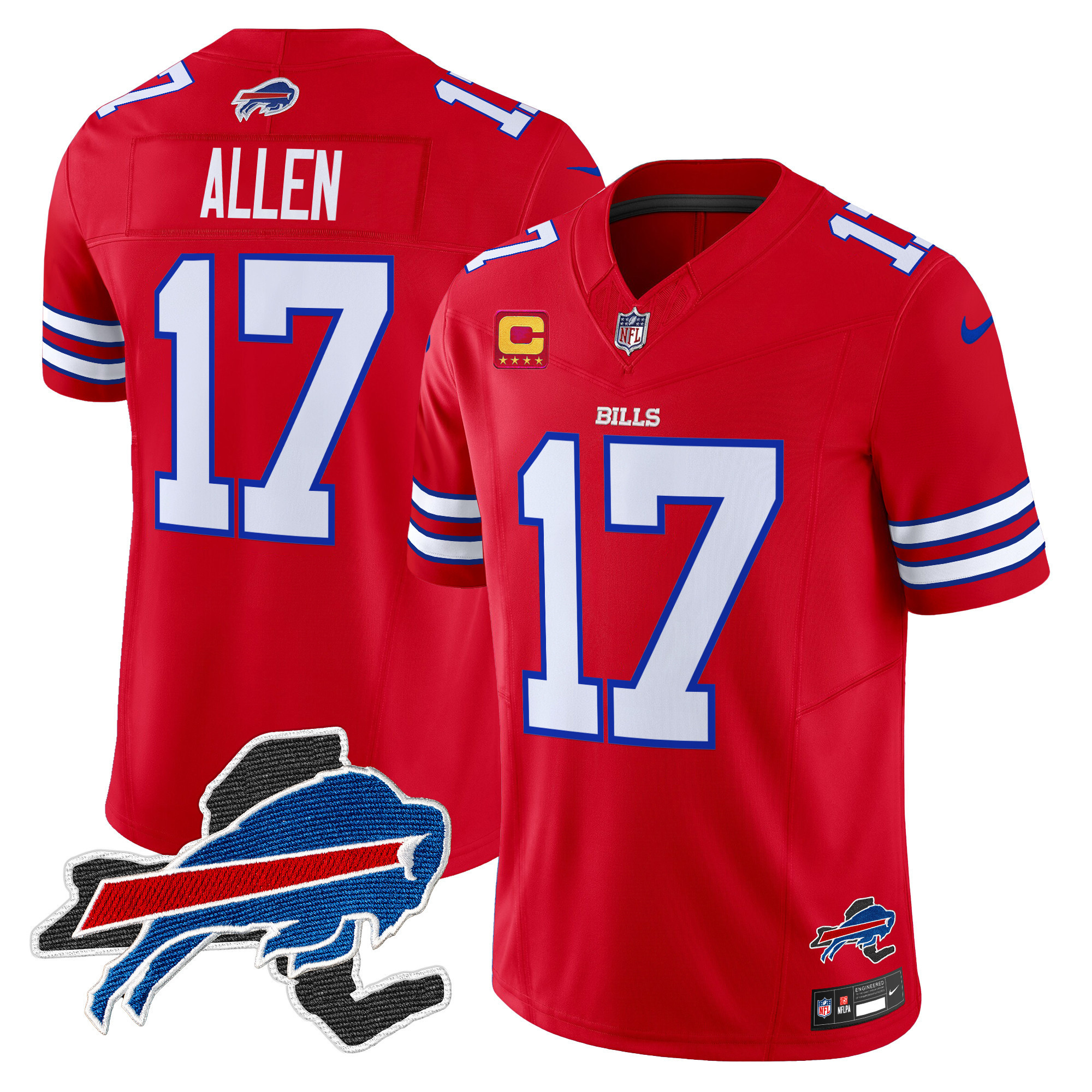 Josh Allen Men's Buffalo Bills New York Patch Vapor Limited Red Jersey - All Stitched