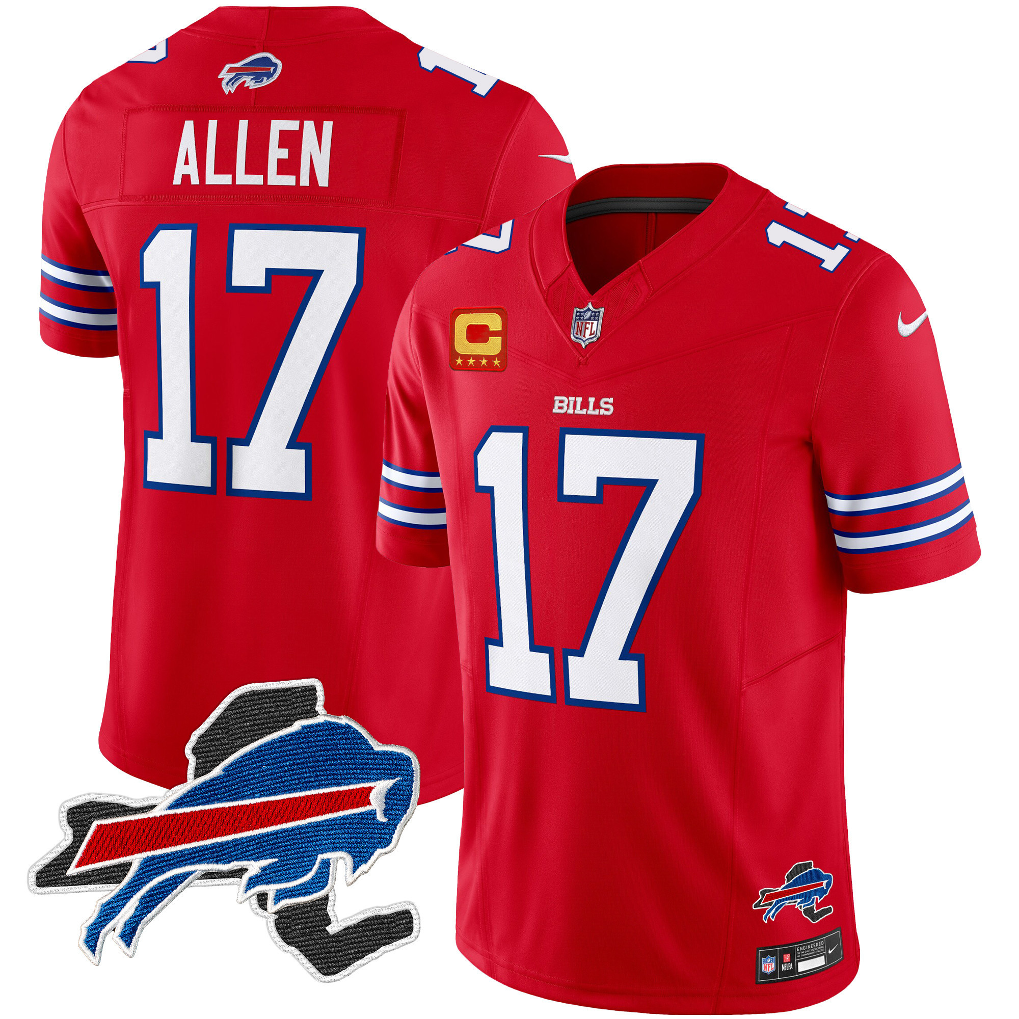 Josh Allen Men's Buffalo Bills New York Patch Vapor Limited Red Jersey - All Stitched