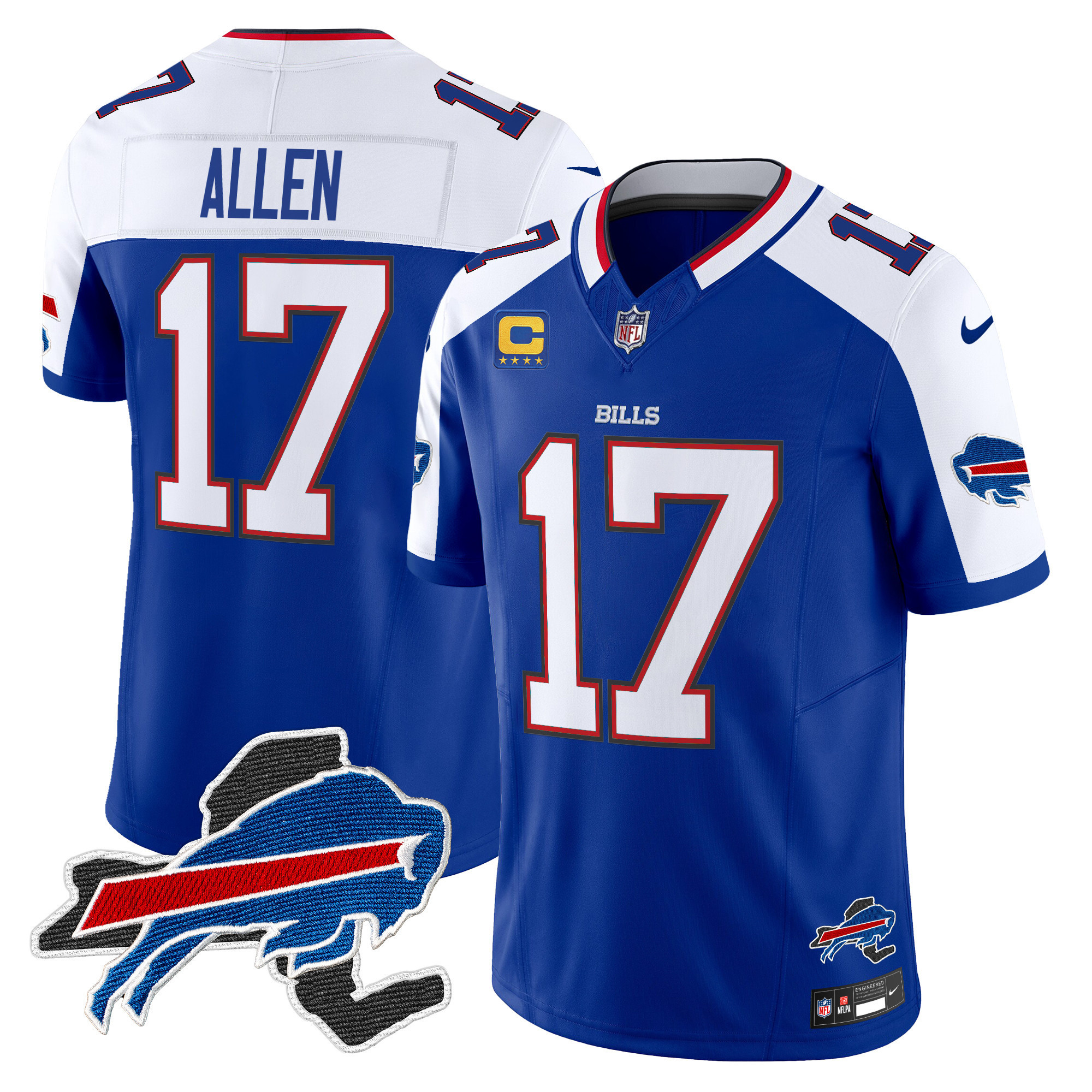 Josh Allen Men's Buffalo Bills New York Patch Vapor Limited Royal Alternate Jersey - All Stitched