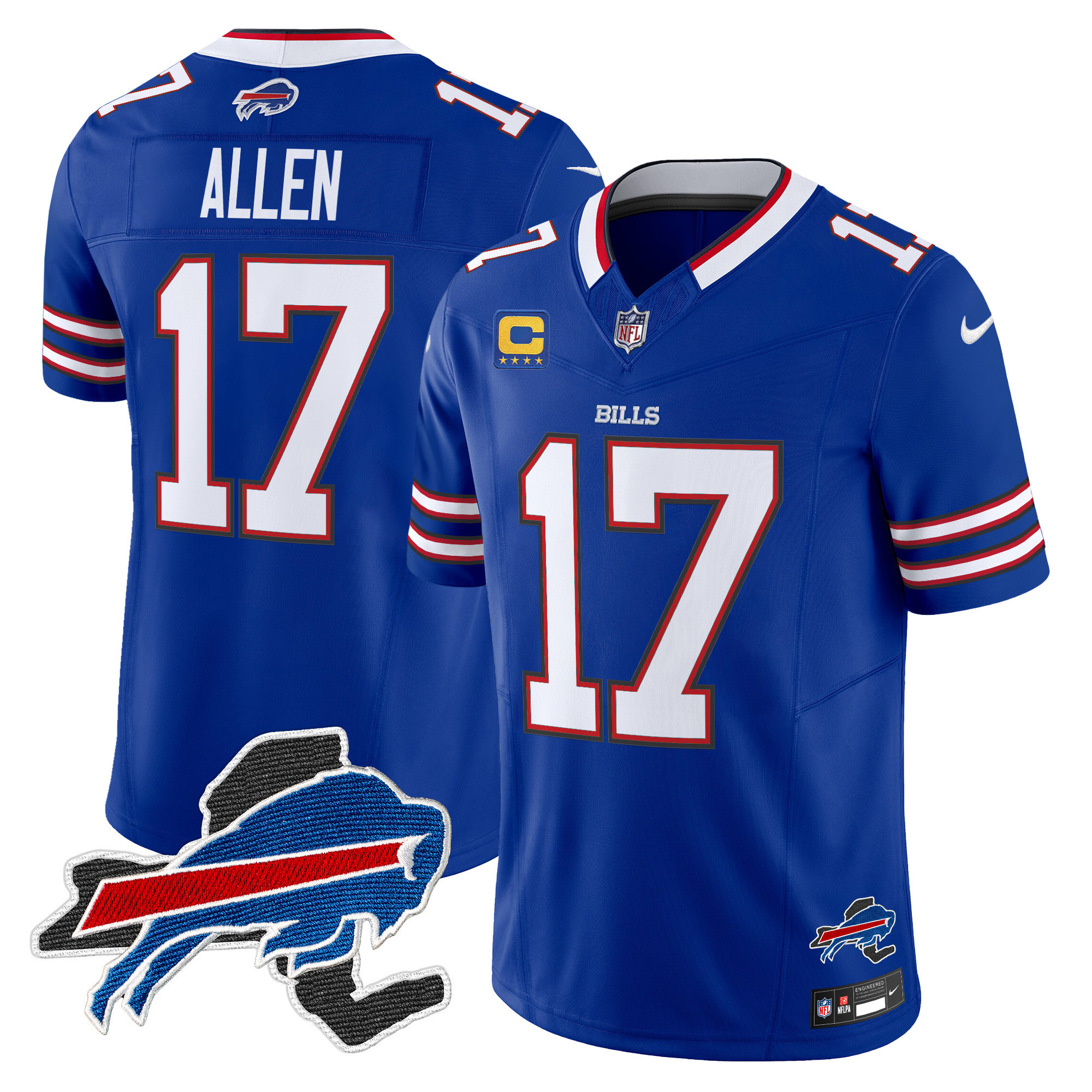 Josh Allen Men's Buffalo Bills New York Patch Vapor Limited Royal Jersey - All Stitched