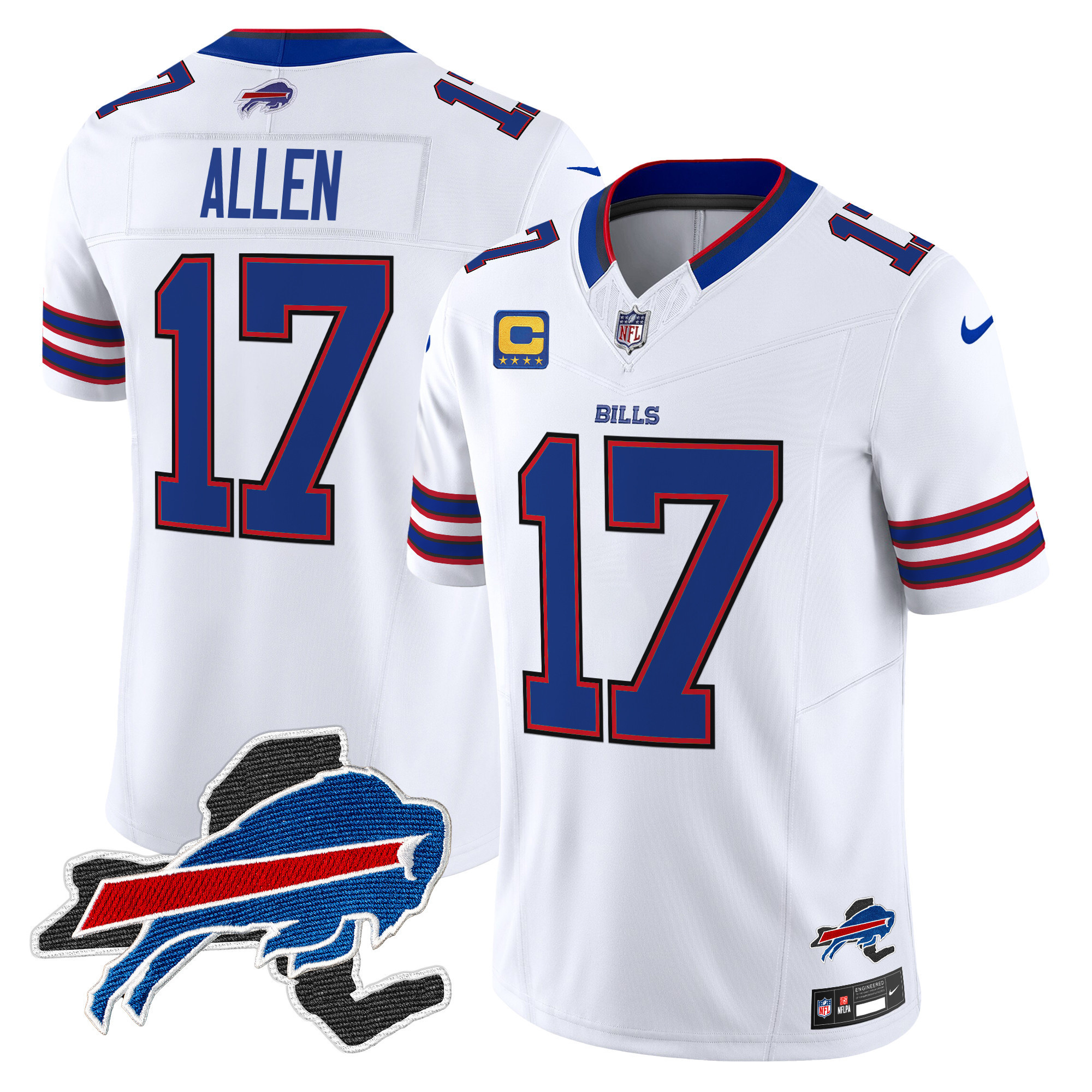 Josh Allen Men's Buffalo Bills New York Patch Vapor Limited White Jersey - All Stitched