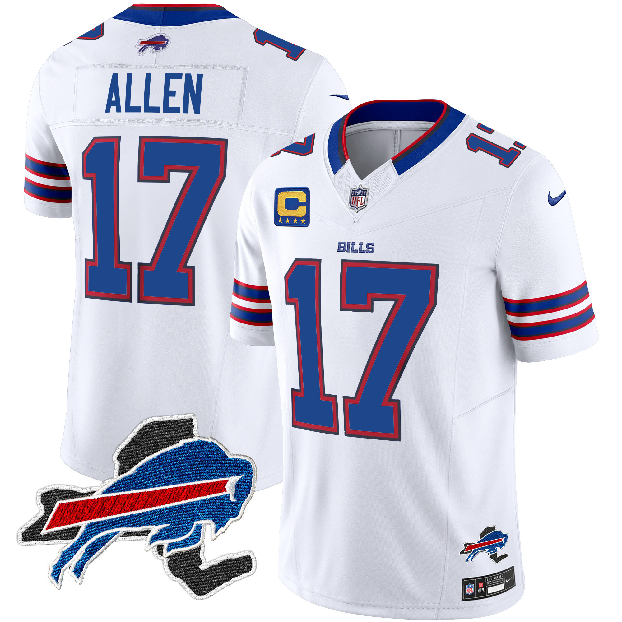 Josh Allen Men's Buffalo Bills New York Patch Vapor Limited White Jersey - All Stitched