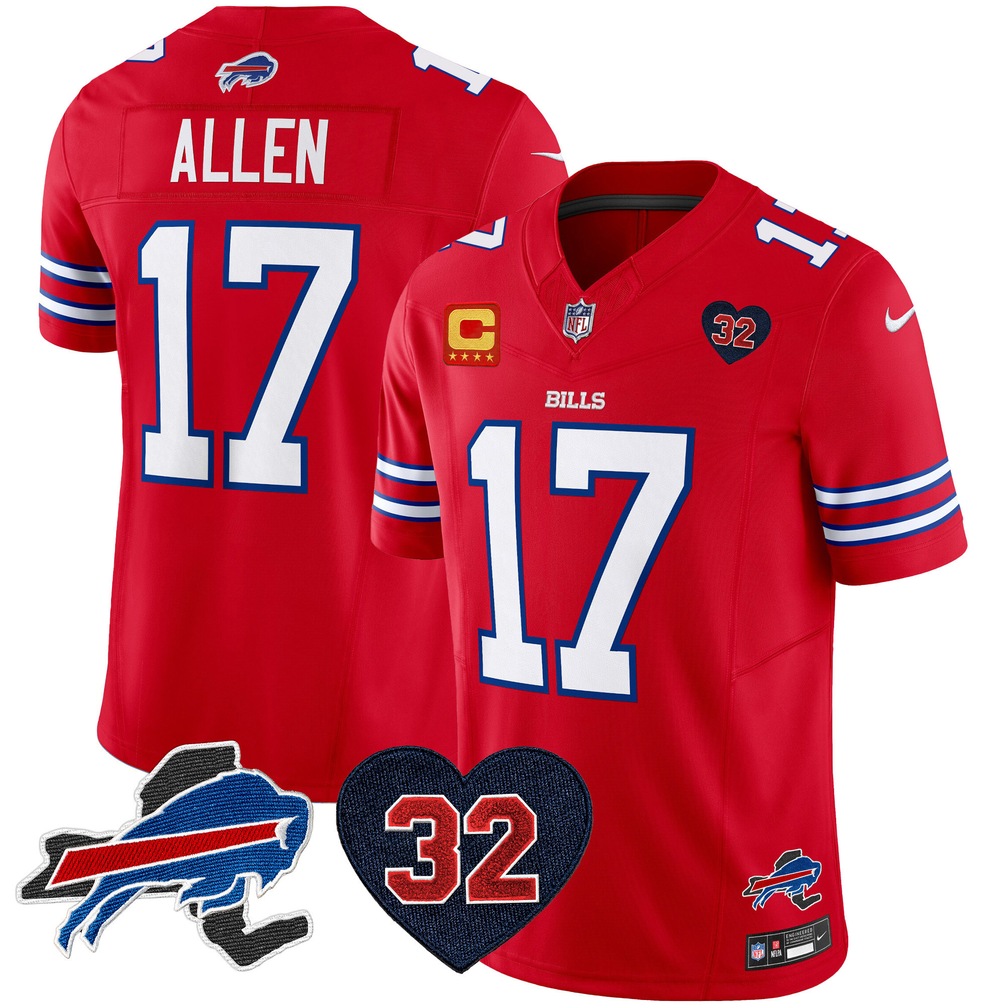 Josh Allen Men's Buffalo Bills O.J. Simpson Patch Vapor Limited Red Jersey - All Stitched