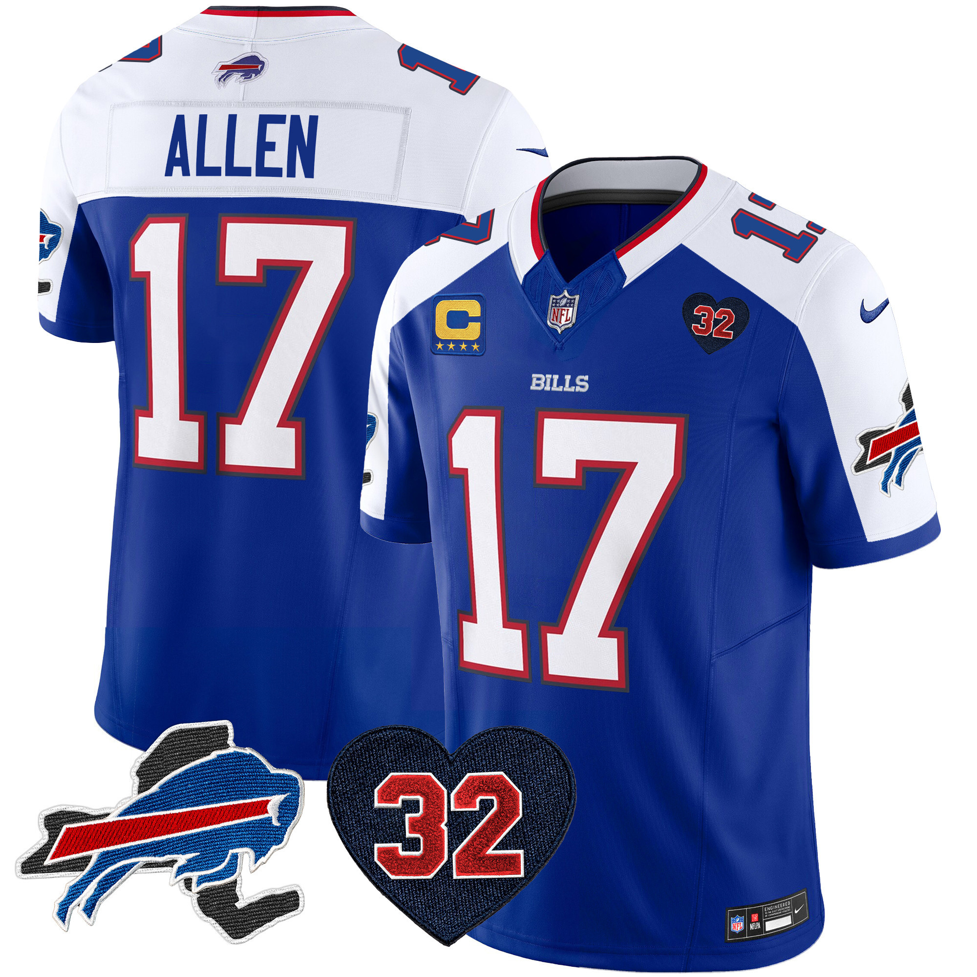 Josh Allen Men's Buffalo Bills O.J. Simpson Patch Vapor Limited Royal Alternate Jersey - All Stitched