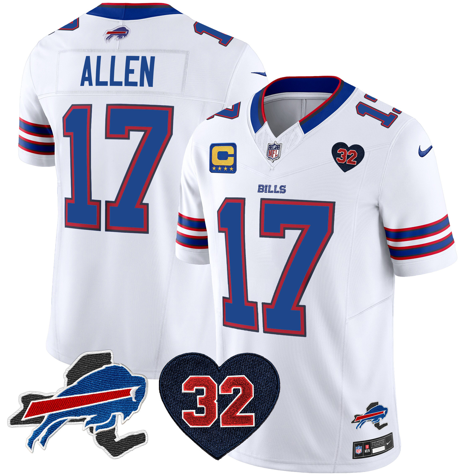 Josh Allen Men's Buffalo Bills O.J. Simpson Patch Vapor Limited White Jersey - All Stitched