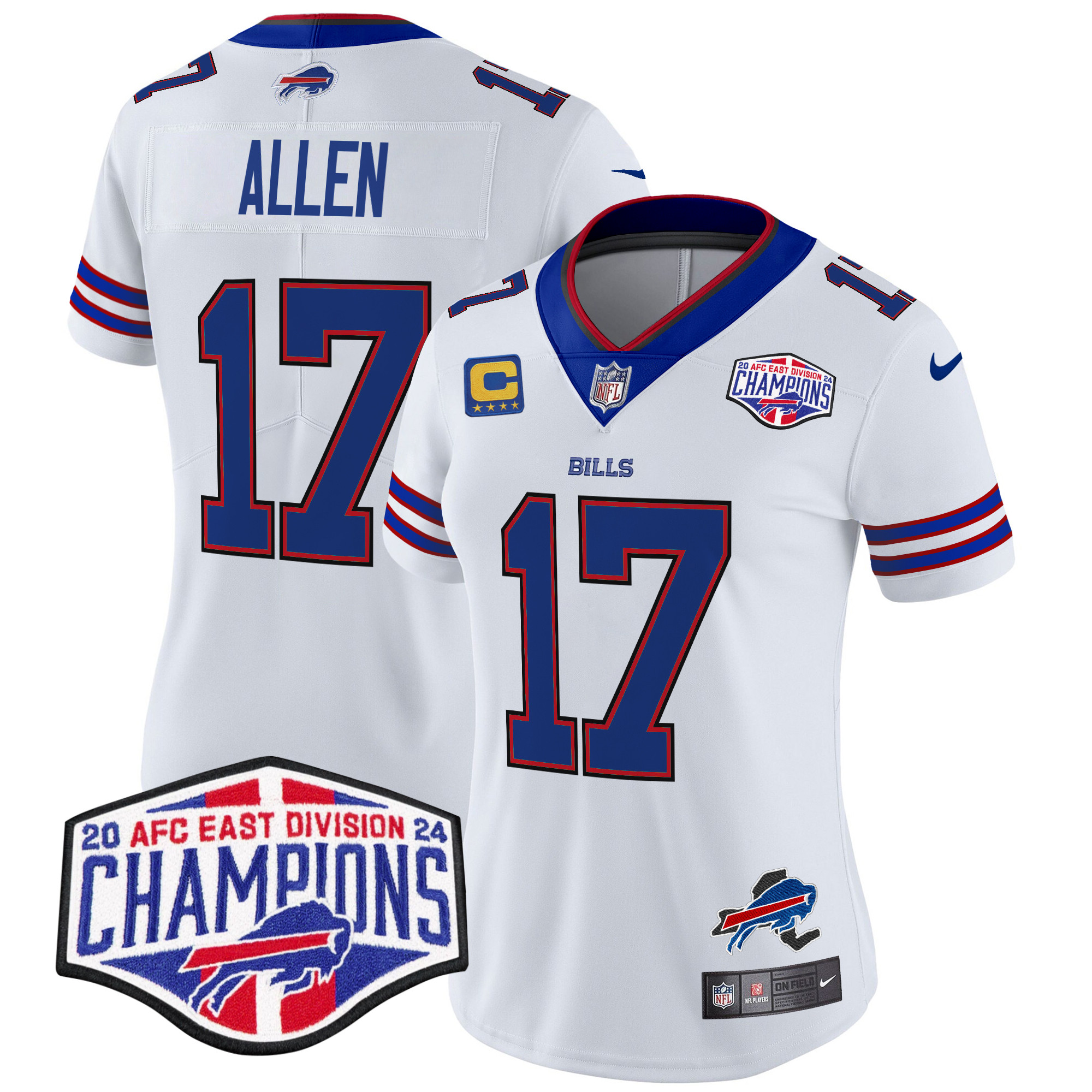 Josh Allen Women's Buffalo Bills 2024 AFC East Division Champions Vapor Limited White Jersey - All Stitched