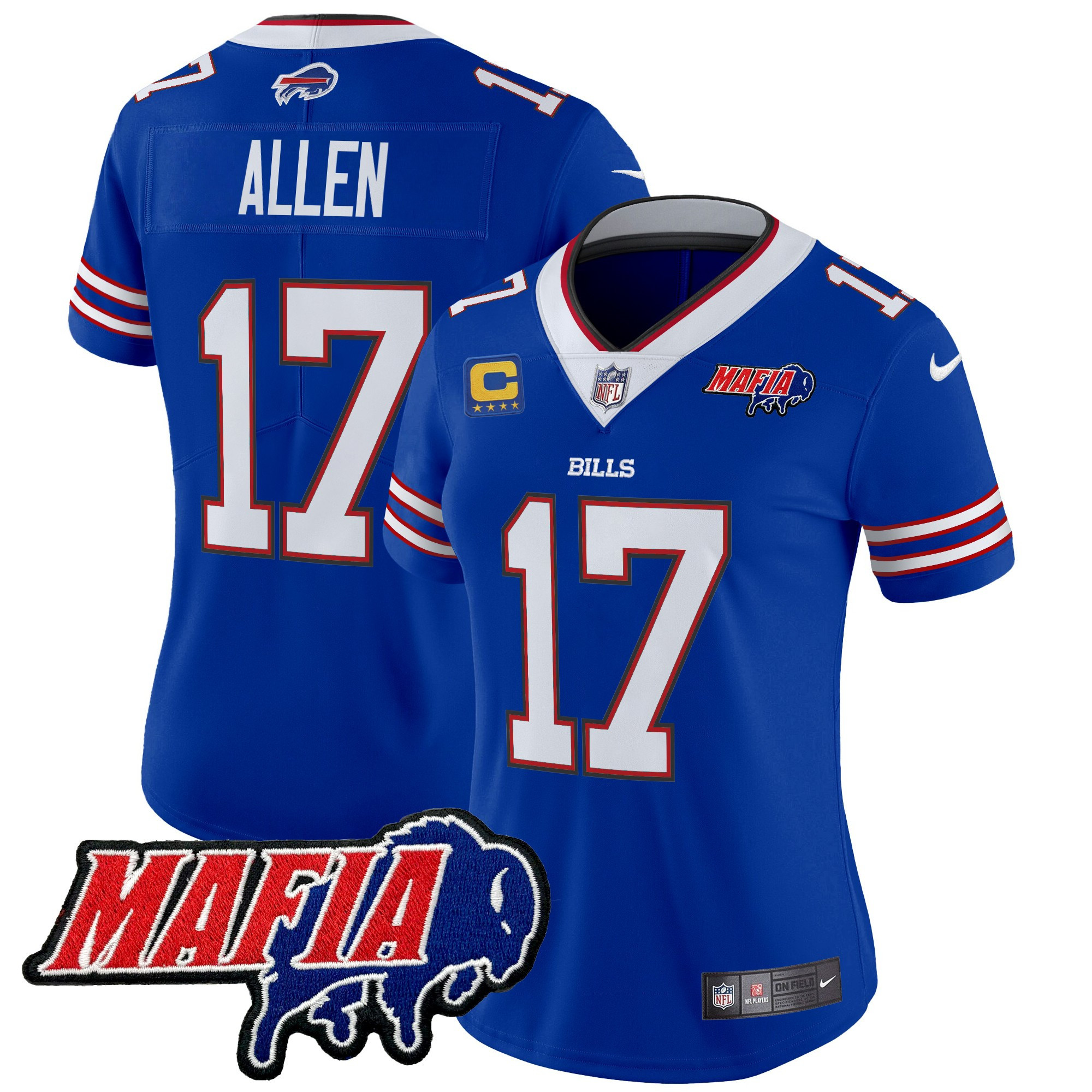 Josh Allen Women's Buffalo Bills 2024 Buffalo Bills Mafia Patch Vapor Limited Royal Jersey - All Stitched