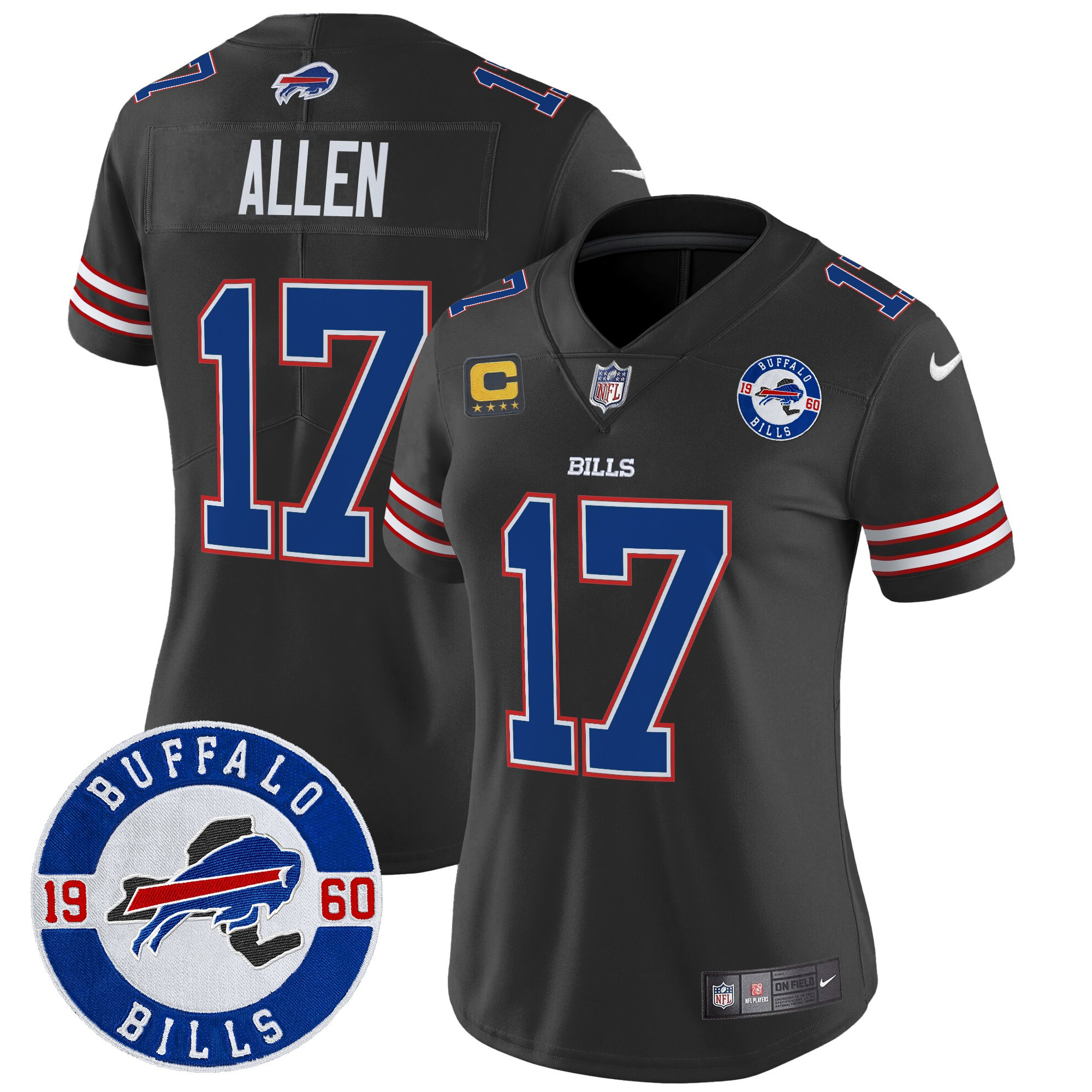 Josh Allen Women's Buffalo Bills 2024 Vapor Limited Black Jersey - All Stitched