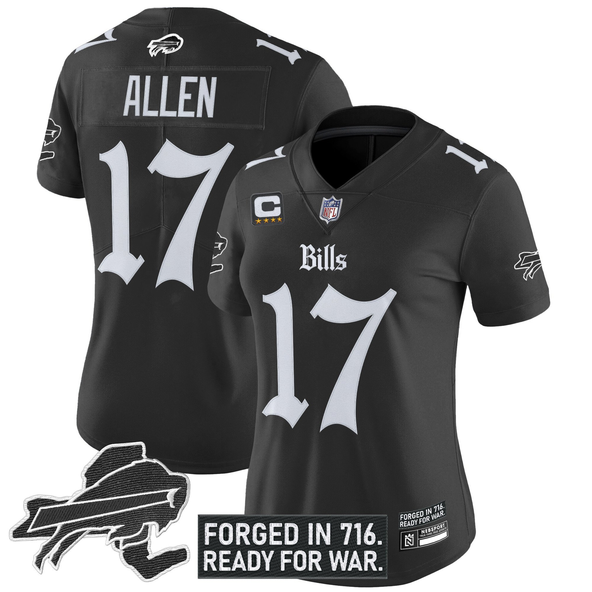 Josh Allen Women's Buffalo Bills 'Gothic Cold Front Edition' Vapor Limited Black Jersey - All Stitched