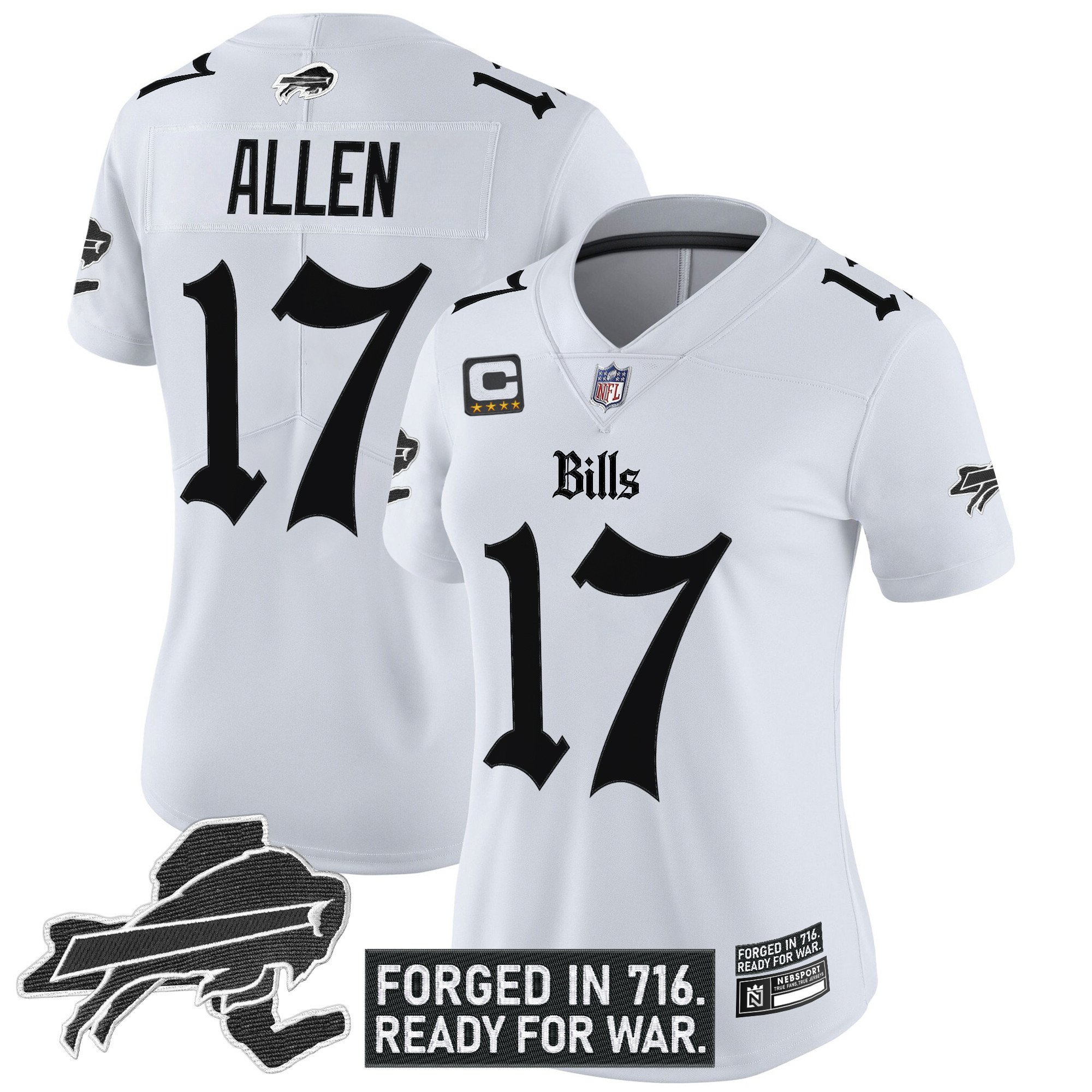 Josh Allen Women's Buffalo Bills 'Gothic Cold Front Edition' Vapor Limited White Jersey - All Stitched