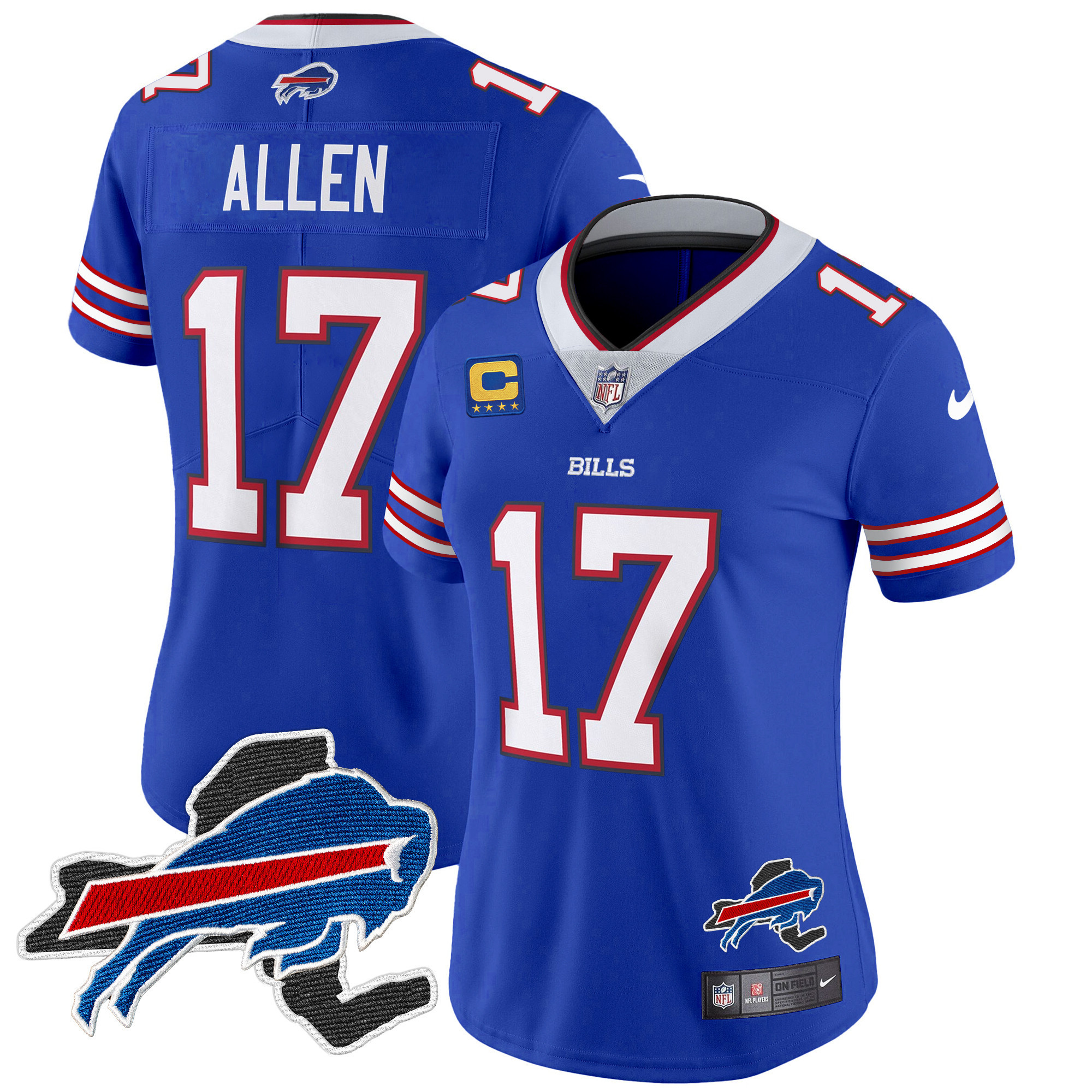 Josh Allen Women's Buffalo Bills New York Patch Vapor Limited Royal Jersey - All Stitched