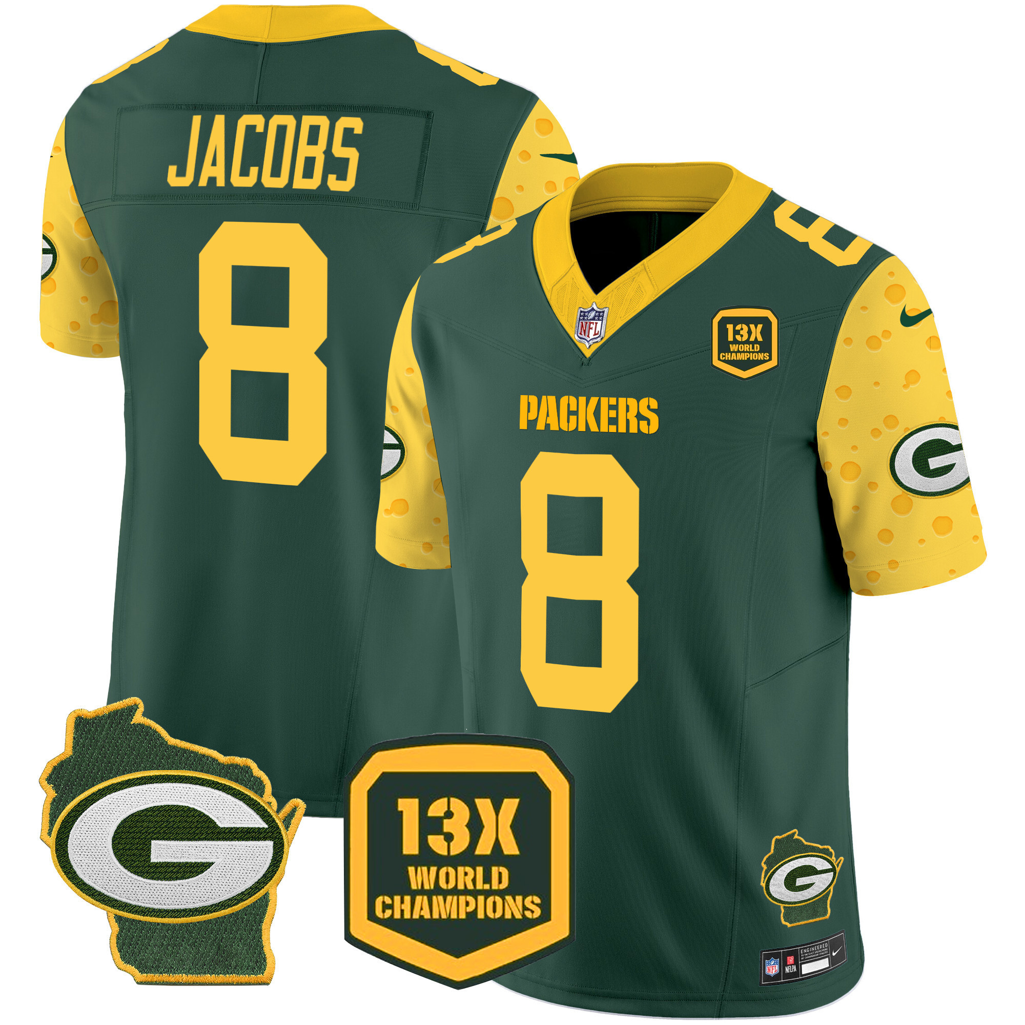 Josh Jacobs Men's Green Bay Packers Cheese Vapor Limited Jersey ÃƒÂ¢Ã¢â€šÂ¬Ã¢â‚¬Å“ All Stitched Green Jersey - All Stitched