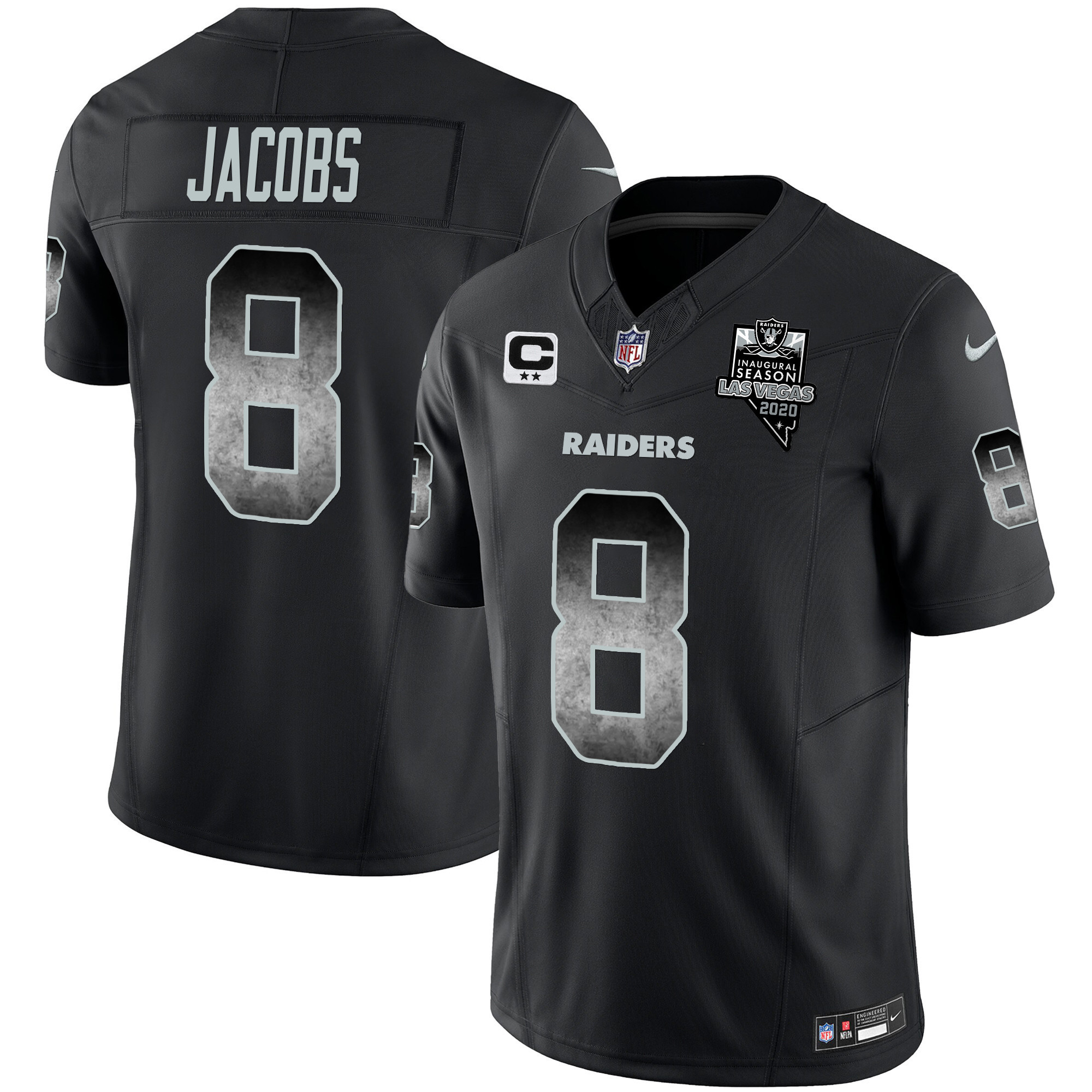 Josh Jacobs Men's Las Vegas Raiders Arch Smoke Vapor Black Jersey - All Stitched