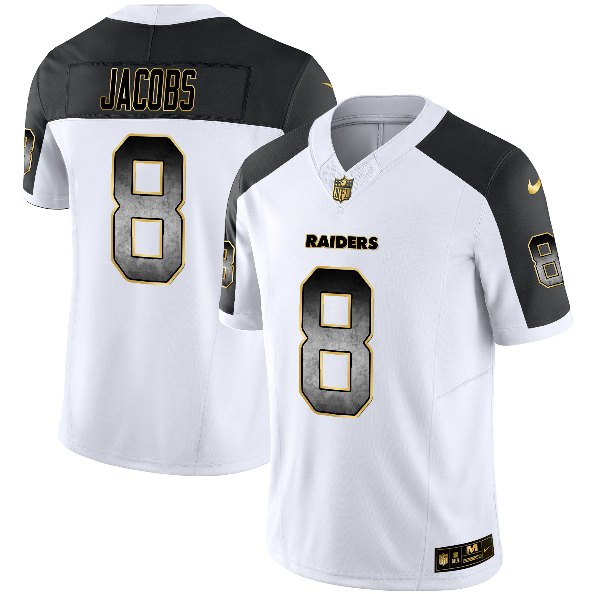 Josh Jacobs Men's Las Vegas Raiders Gold Arch Smoke Vapor Inverted Jersey - All Stitched