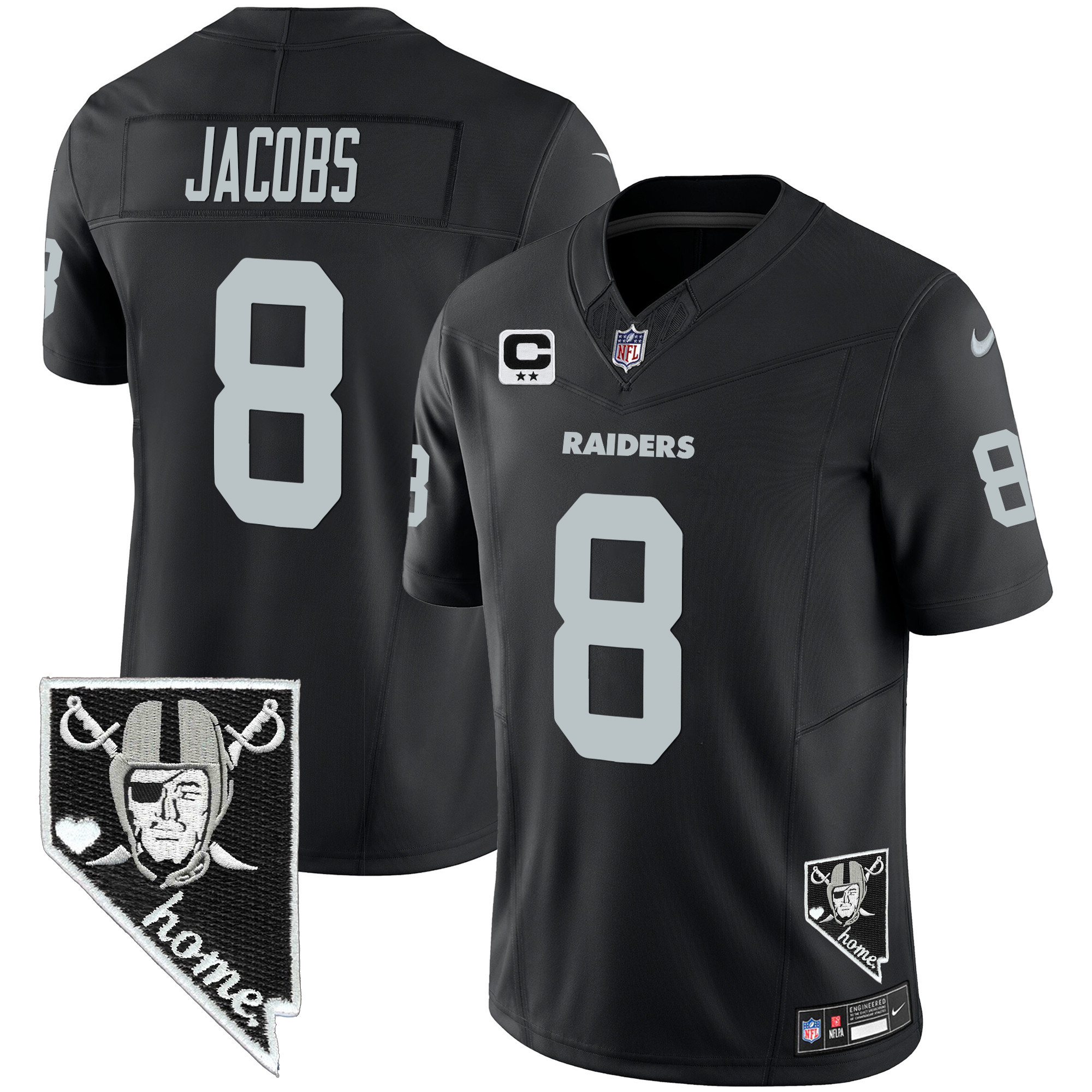 Josh Jacobs Men's Las Vegas Raiders Nevada Home Patch Vapor Black Jersey - All Stitched