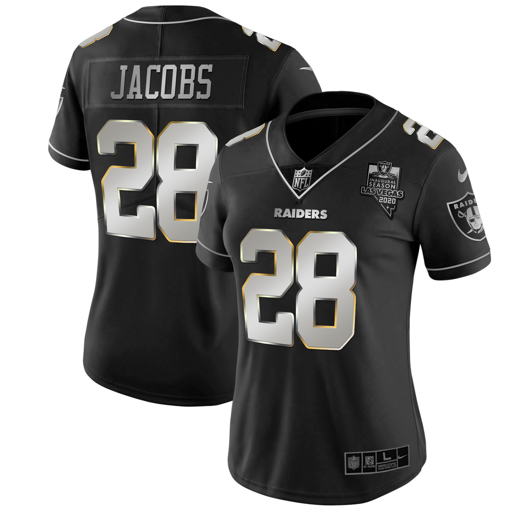 Josh Jacobs Women's Las Vegas Raiders Vapor Gold Silver Limited Jersey - All Stitched