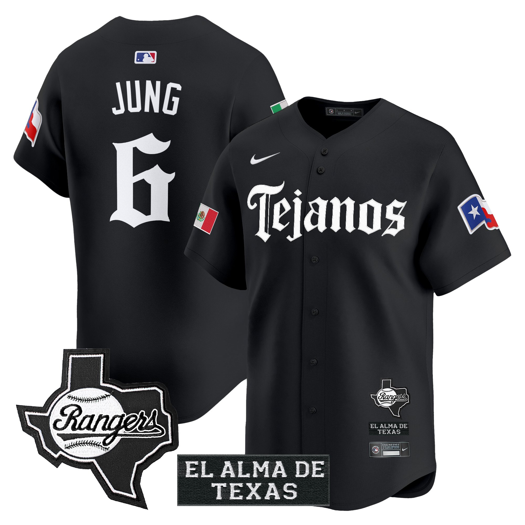 Josh Jung Men's Texas Rangers Mexico Tejano Barrio Style Vapor Premier Limited Black Jersey - All Stitched
