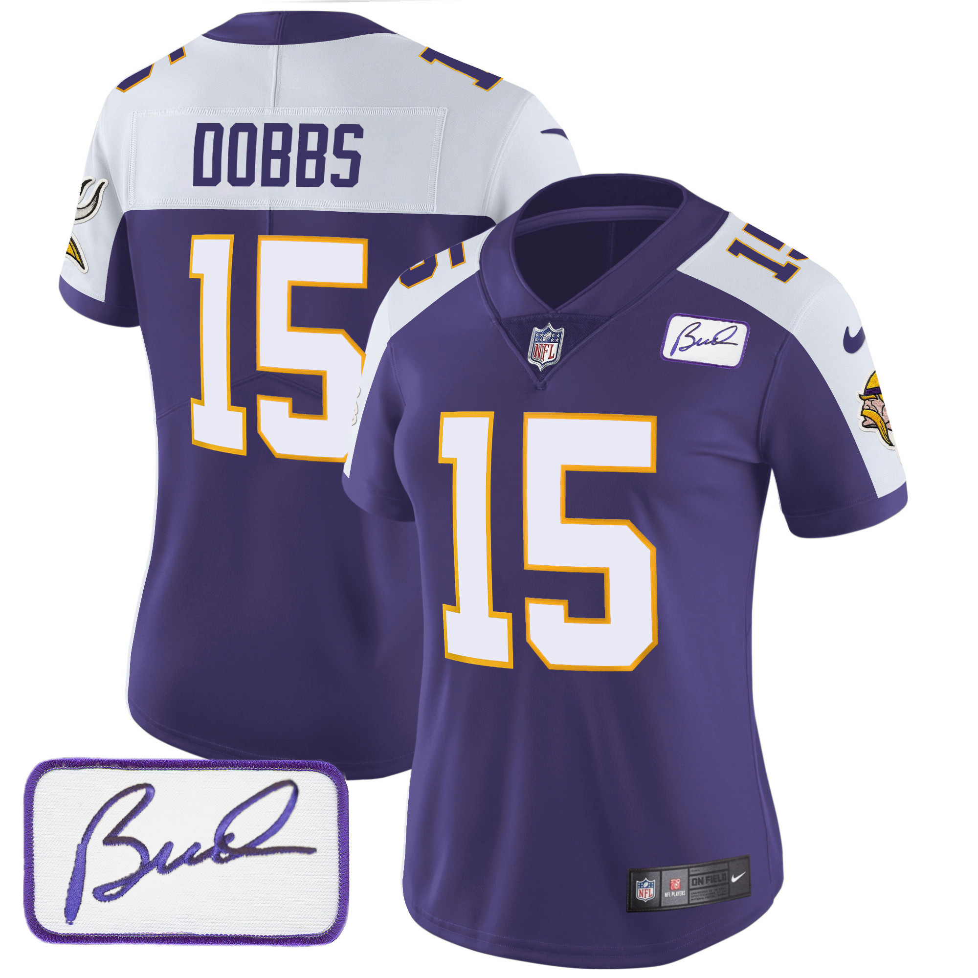 Joshua Dobbs Women's Minnesota Vikings Bud Grant Patch Classic Limited Purple Alternate Jersey - All Stitched