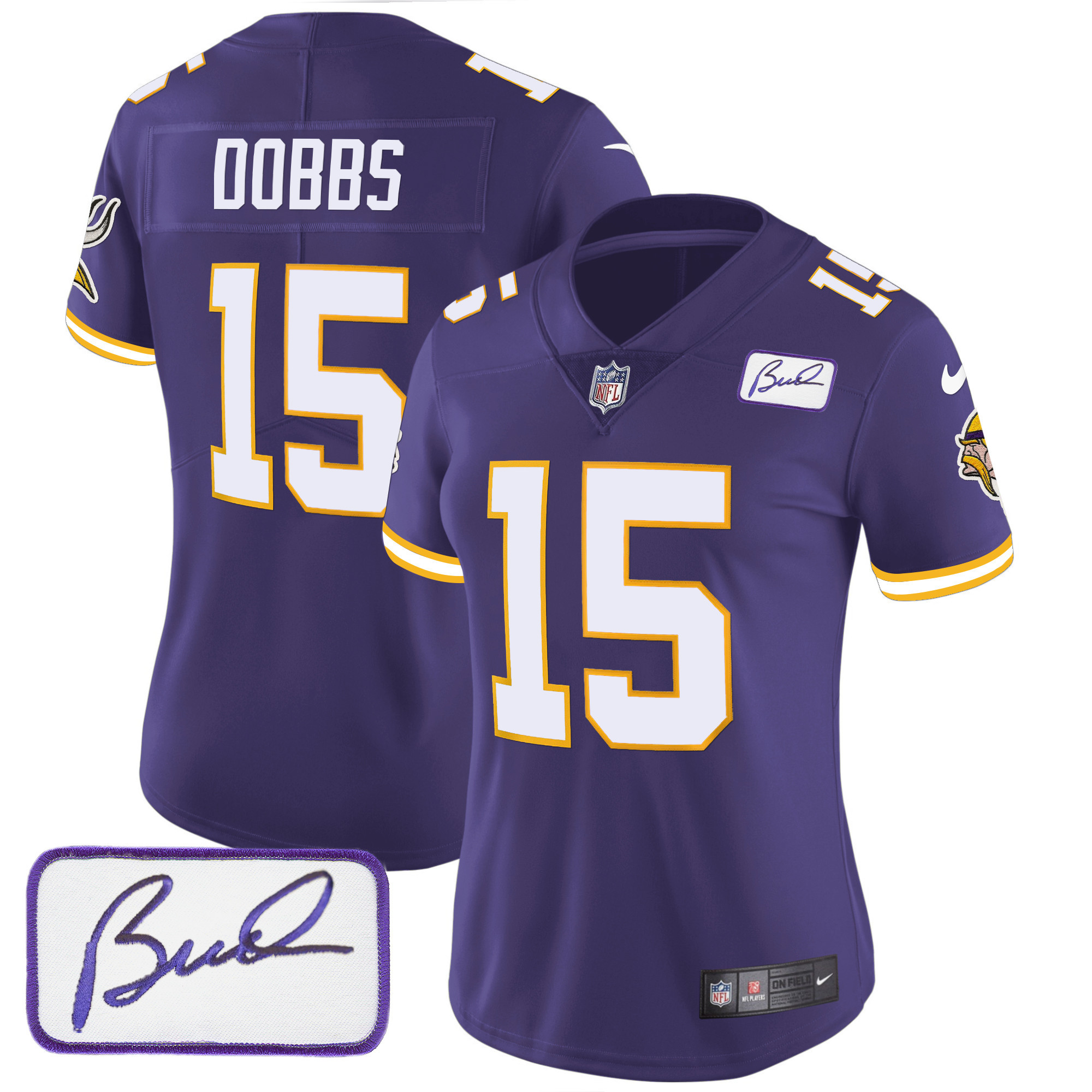 Joshua Dobbs Women's Minnesota Vikings Bud Grant Patch Classic Limited Purple Jersey - All Stitched