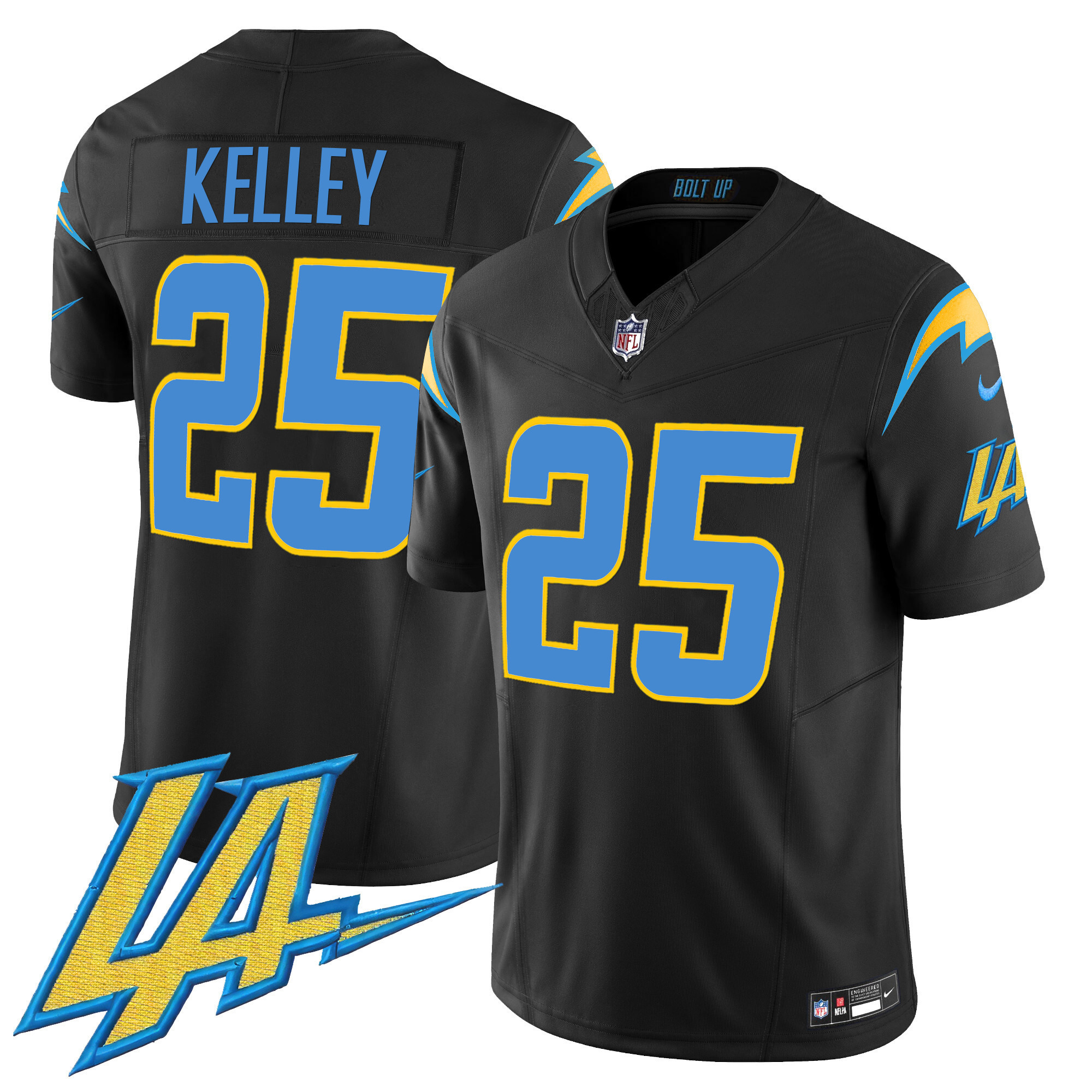 Joshua Kelley Men's Los Angeles Chargers Vapor Limited Black Jersey - All Stitched