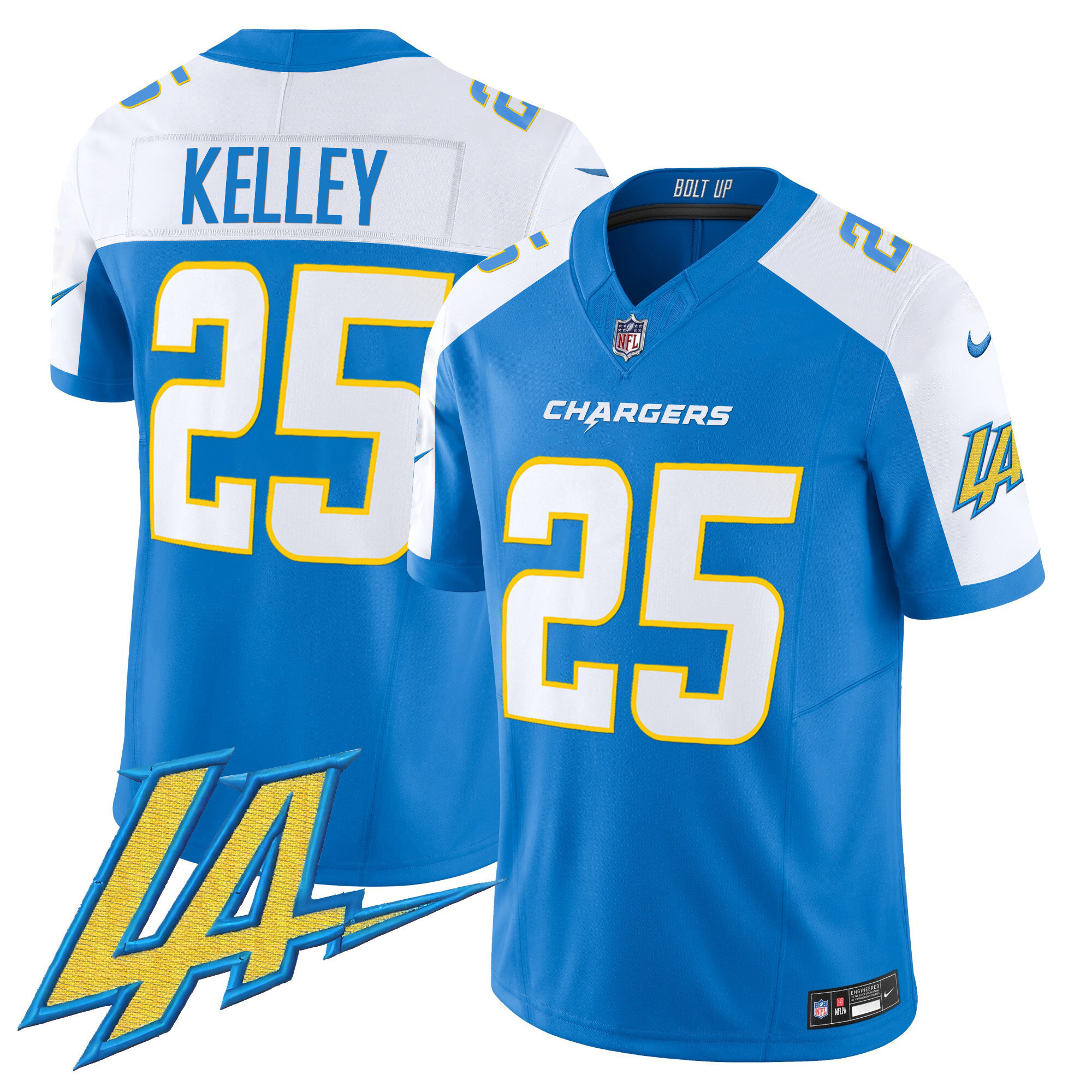 Joshua Kelley Men's Los Angeles Chargers Vapor Limited Blue Alternate Jersey - All Stitched
