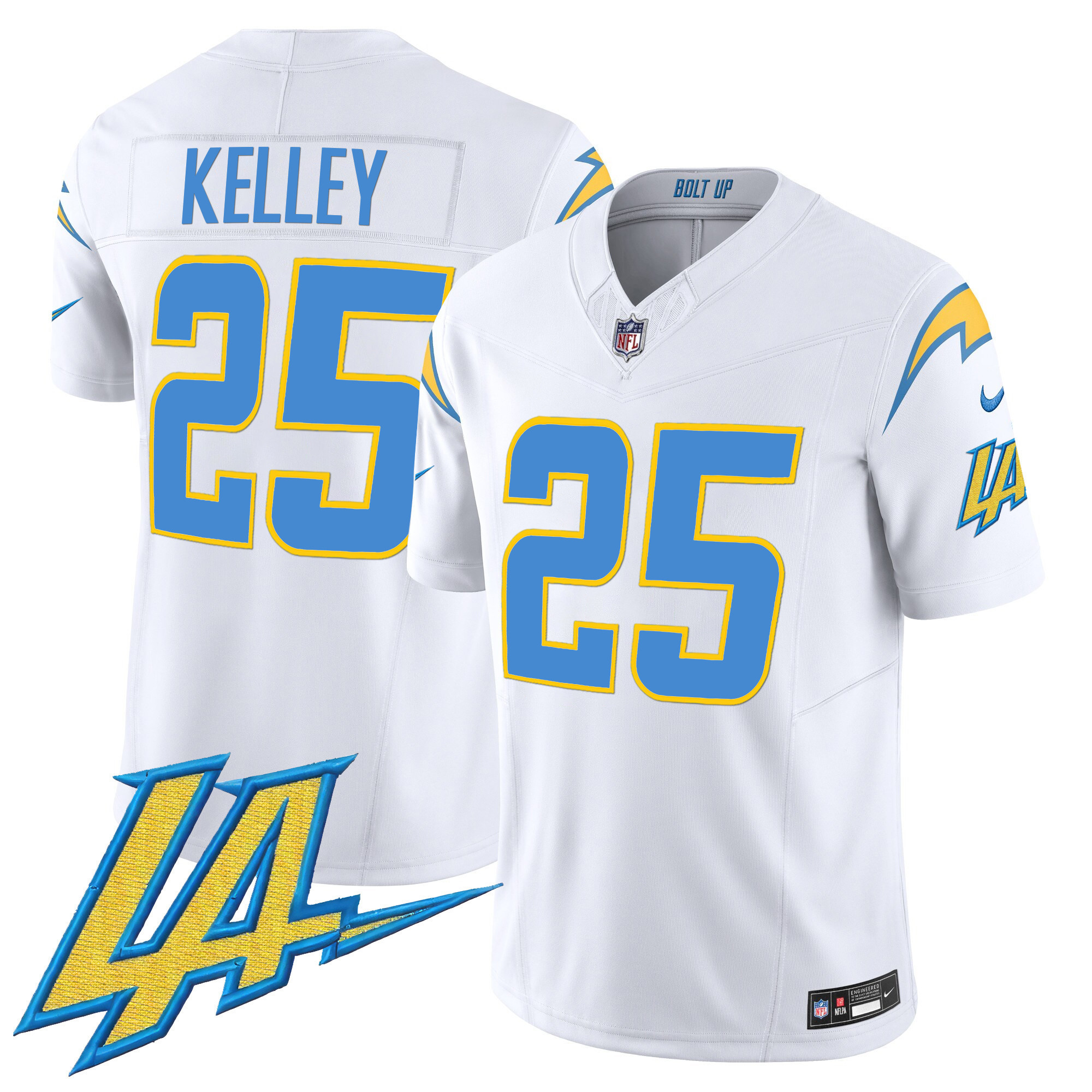 Joshua Kelley Men's Los Angeles Chargers Vapor Limited White Jersey - All Stitched