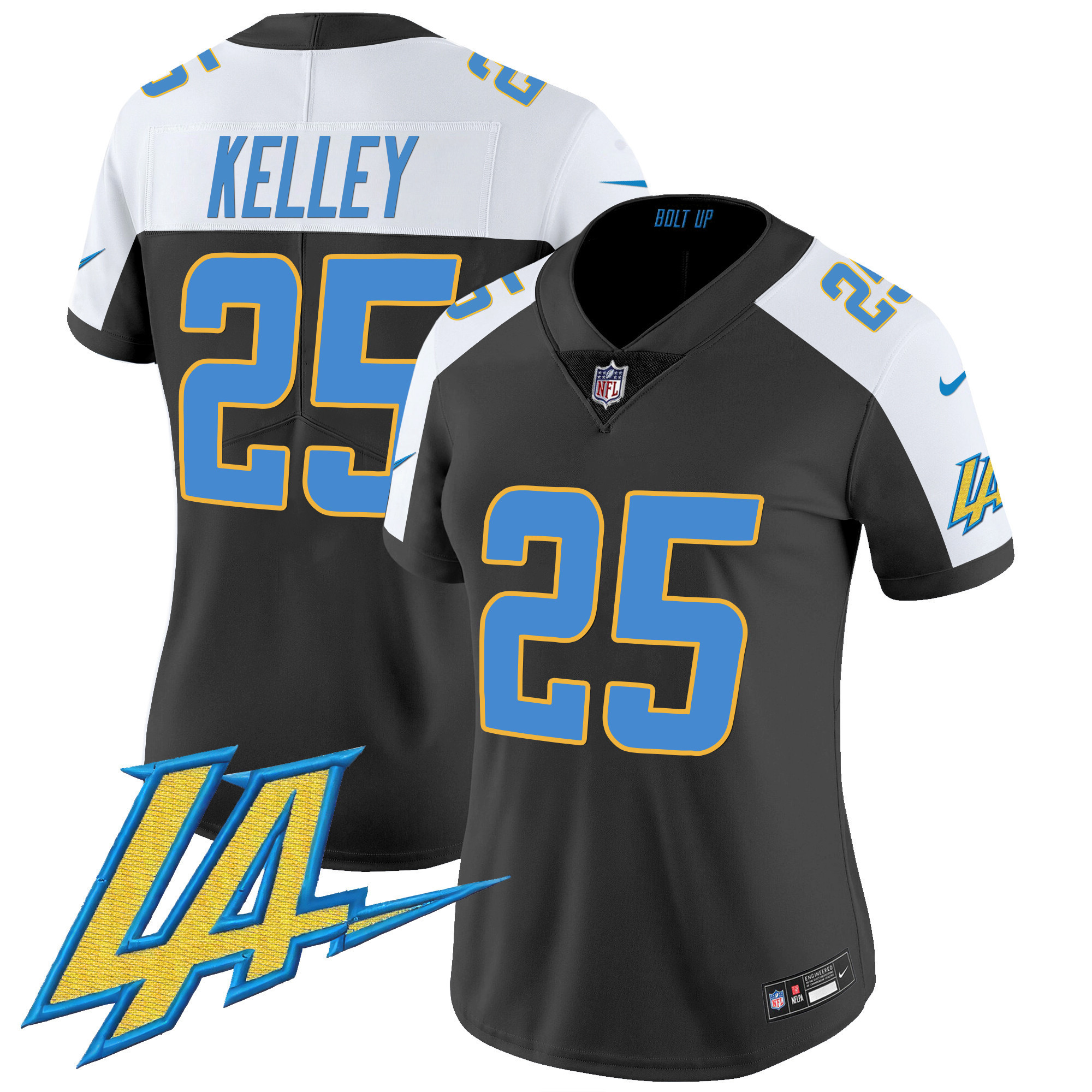 Joshua Kelley Women's Los Angeles Chargers Vapor Limited Black Alternate Jersey - All Stitched