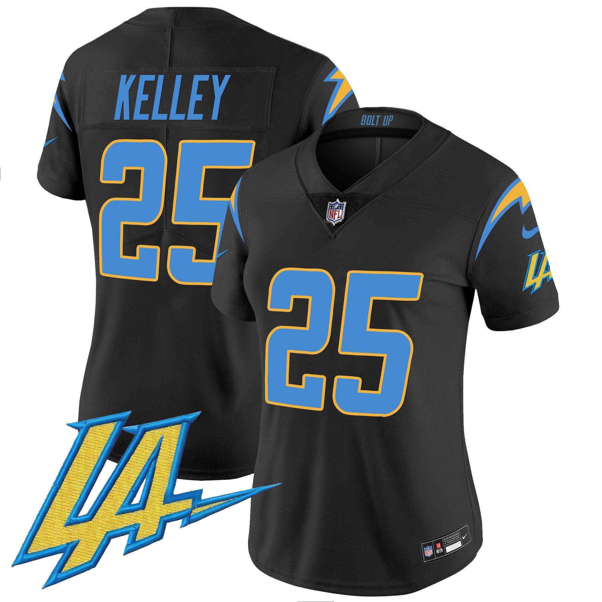 Joshua Kelley Women's Los Angeles Chargers Vapor Limited Black Jersey - All Stitched