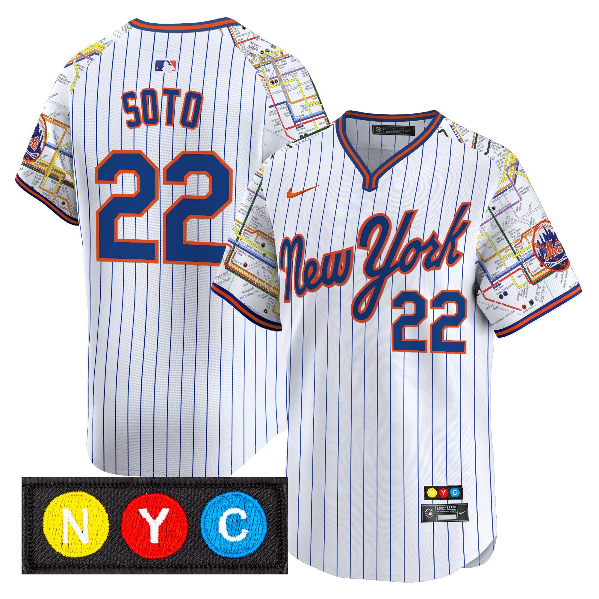 Juan Soto Men's New York Mets Subway Style Vapor Premier Limited Pinstripe Jersey - Stitched